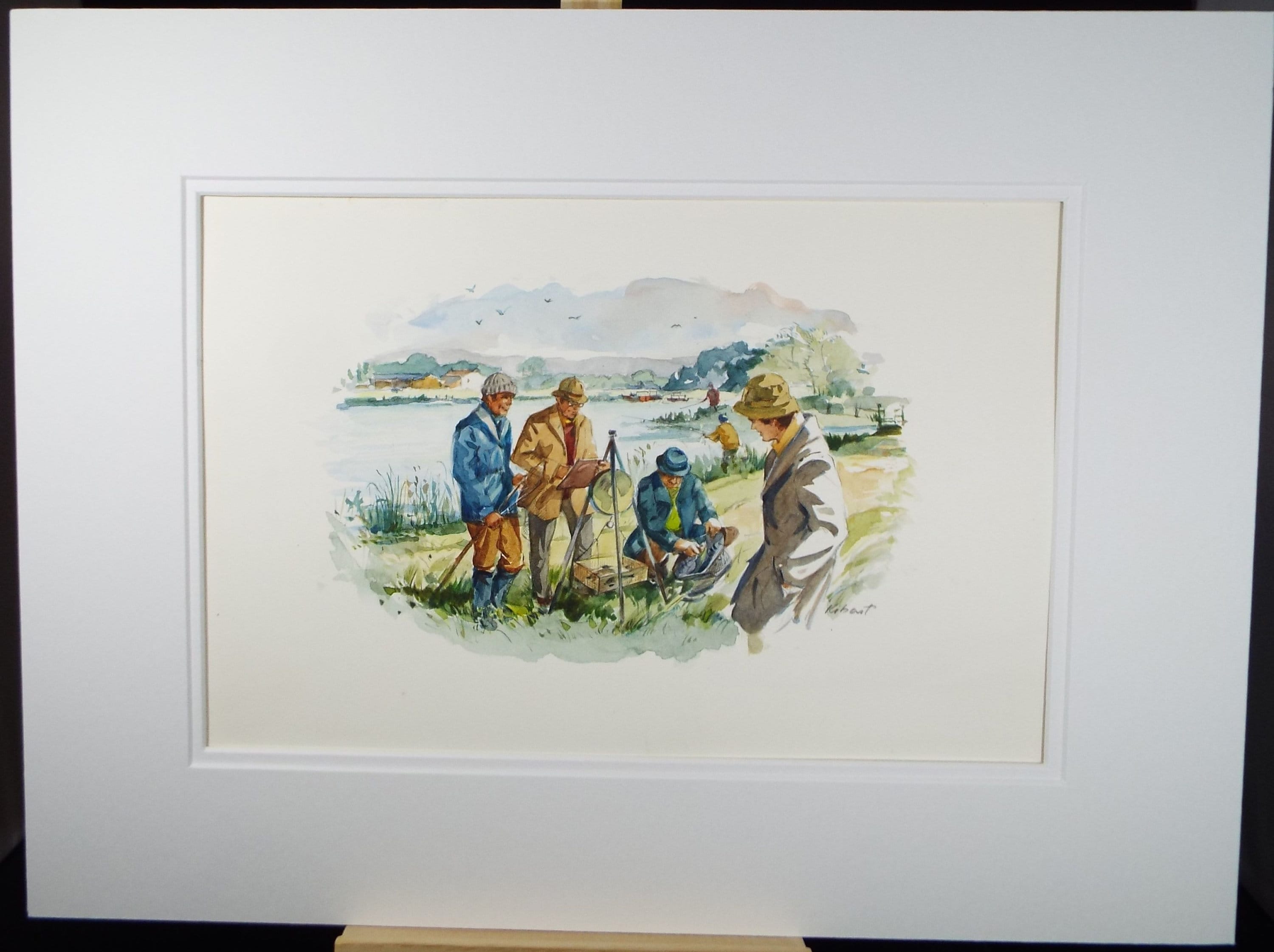 Original Watercolour 'The Fishing Competition', Circa 1980's, Ken Johnson (20th Century, British)