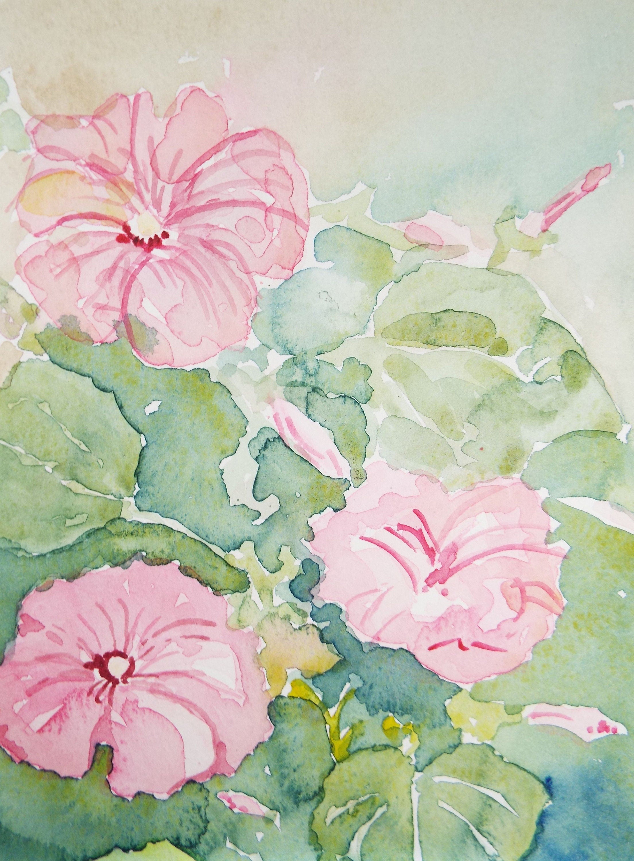 Original Watercolour, 'Pink Petunias', Circa 1980's, Alethia de Tessier (20th Century, British)