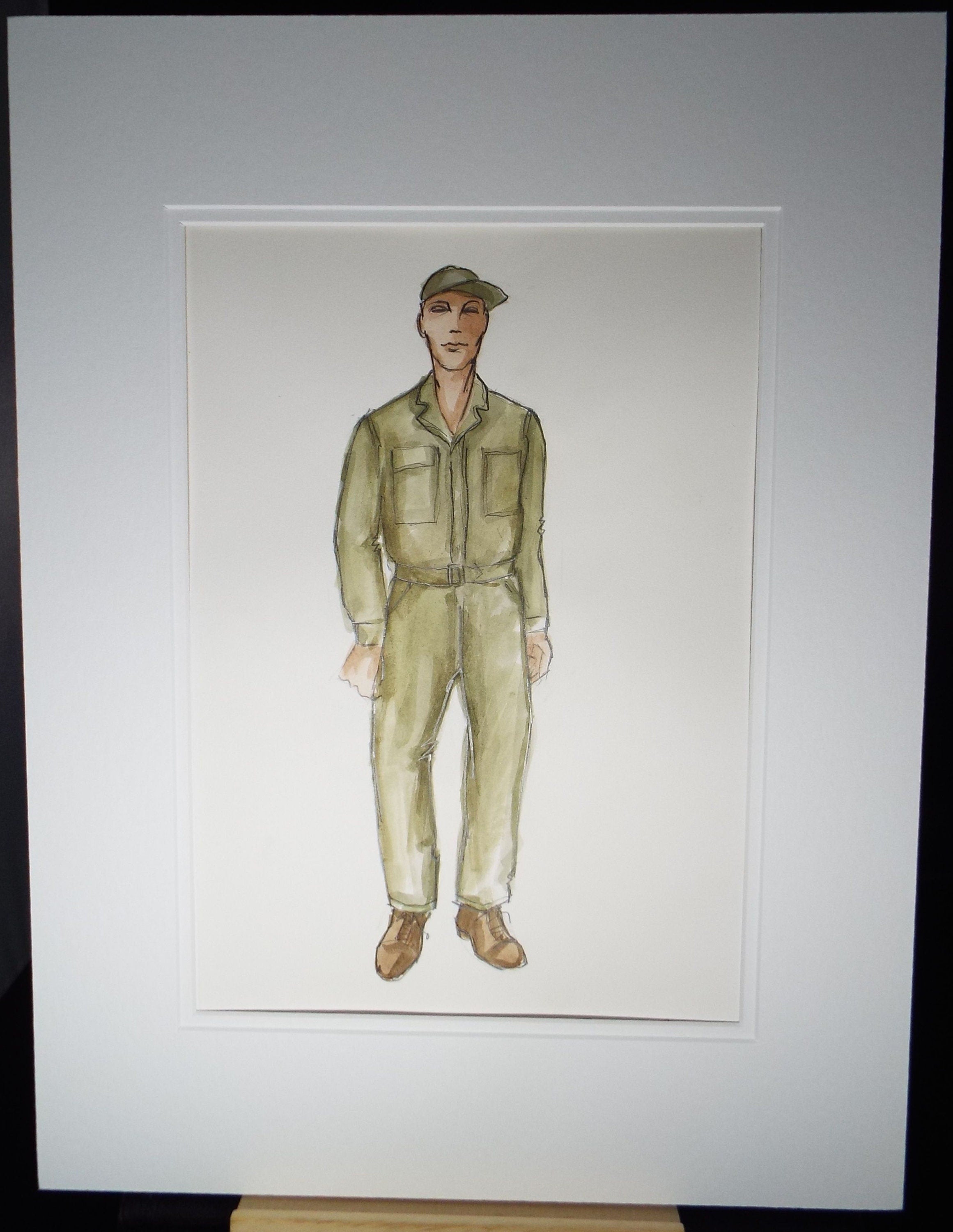 Original Watercolour, 'South Pacific - American GI', 1988, Terry Parsons