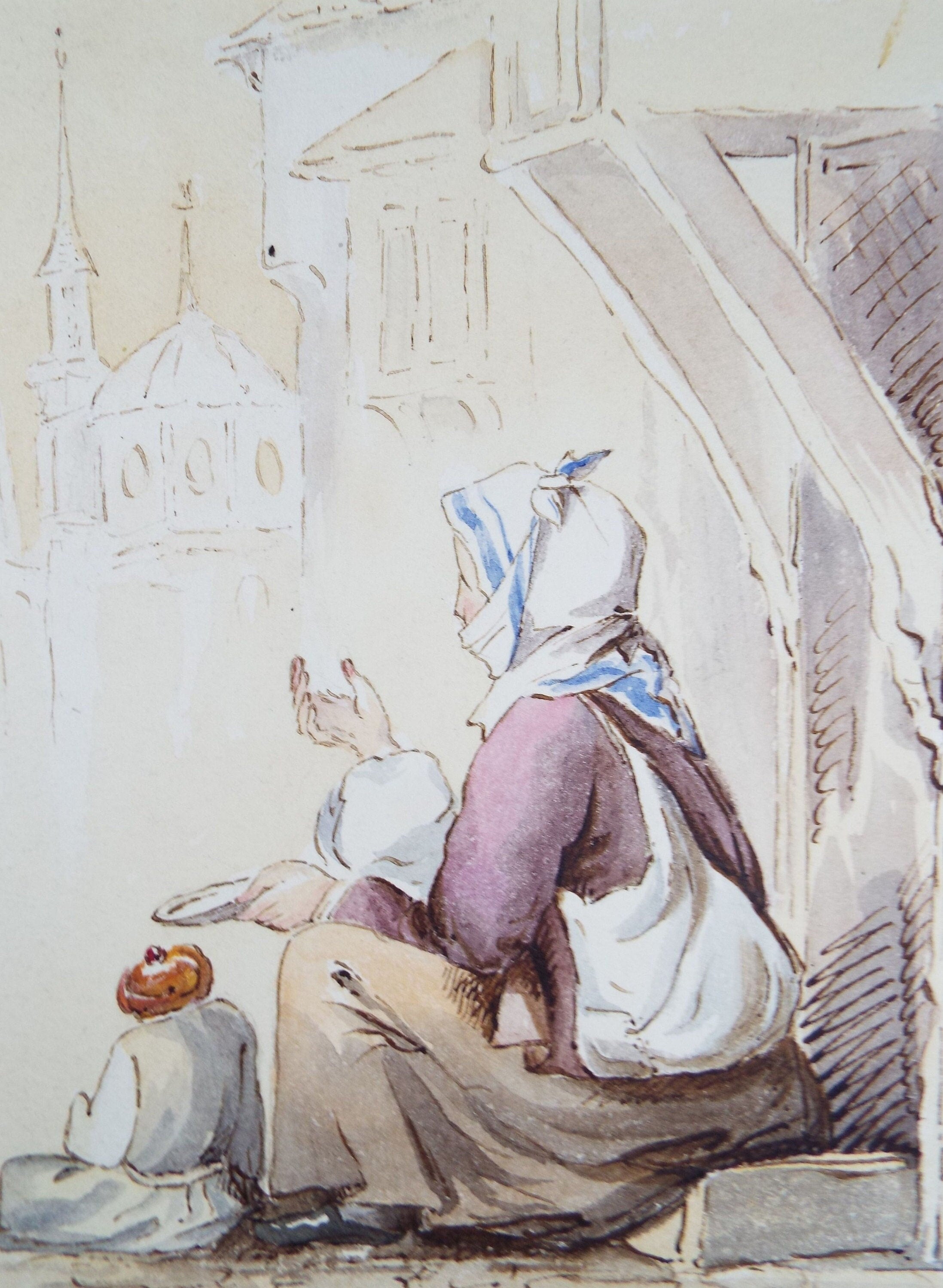 Original Watercolour, 'Beggar Woman', Circa 1830, Lady E.S. Sharpe