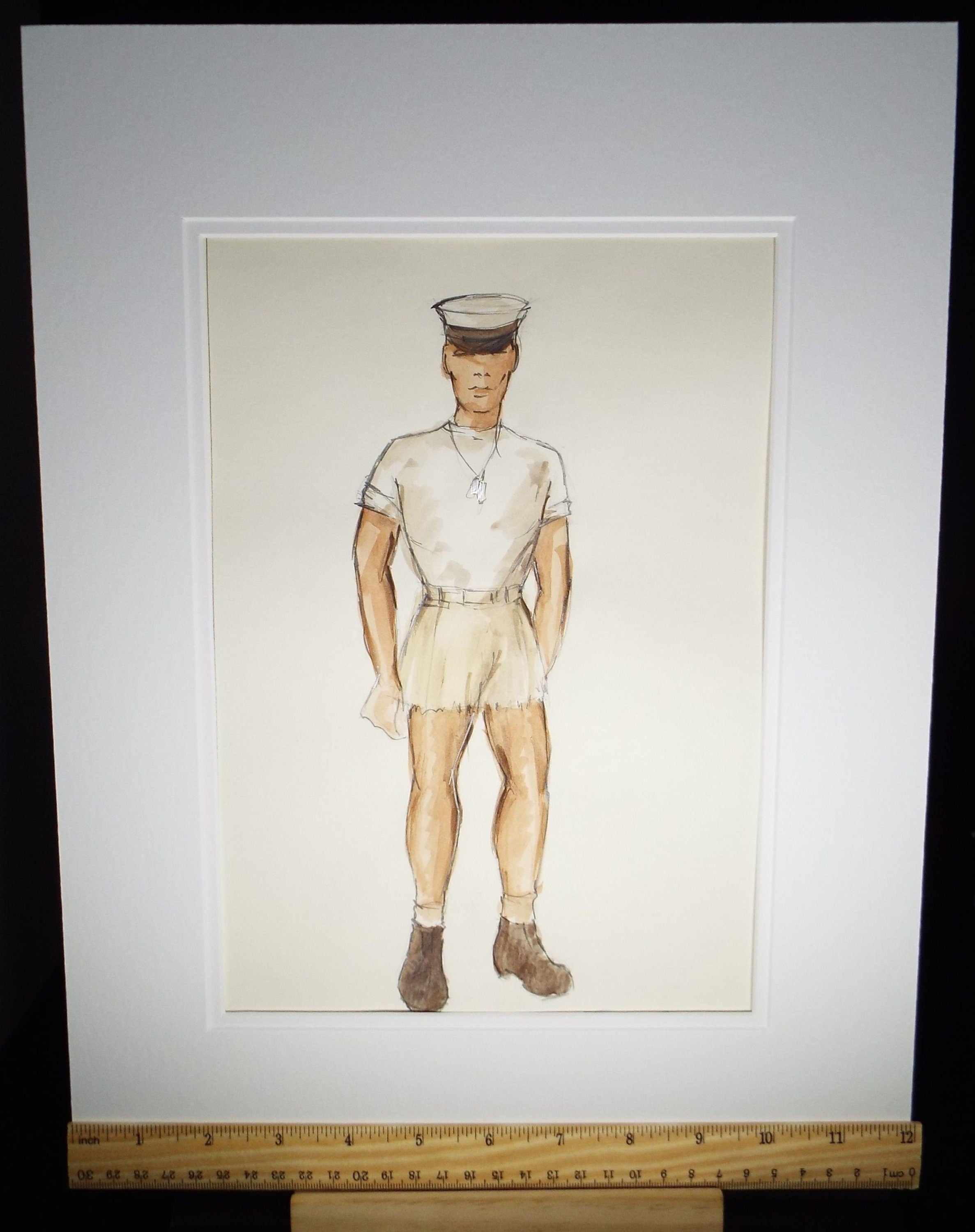 Original Watercolour, 'South Pacific -American Sailor', 1988, Terry Parsons