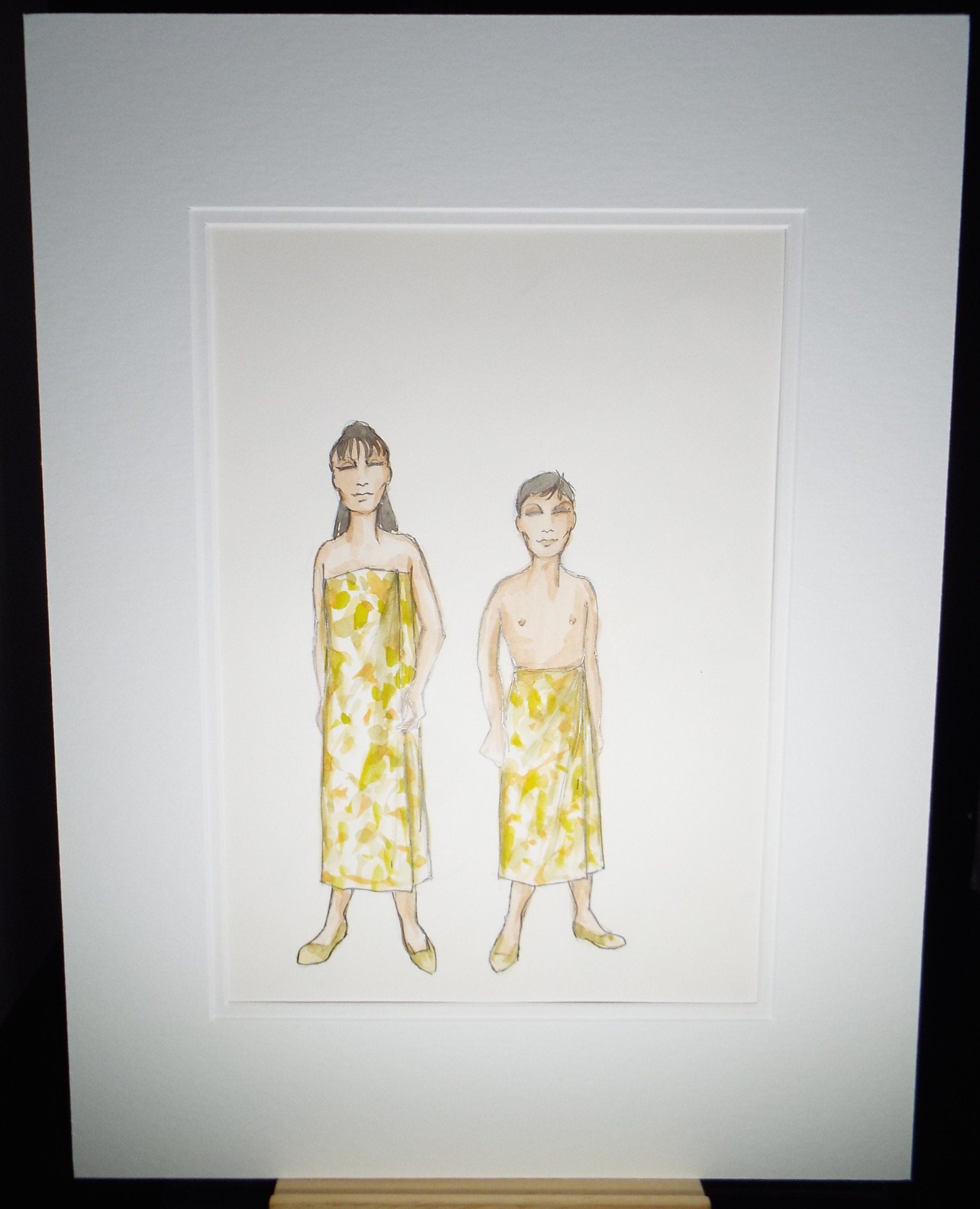 Original Watercolour, 'South Pacific -Ngana and Jerome', 1988, Terry Parsons