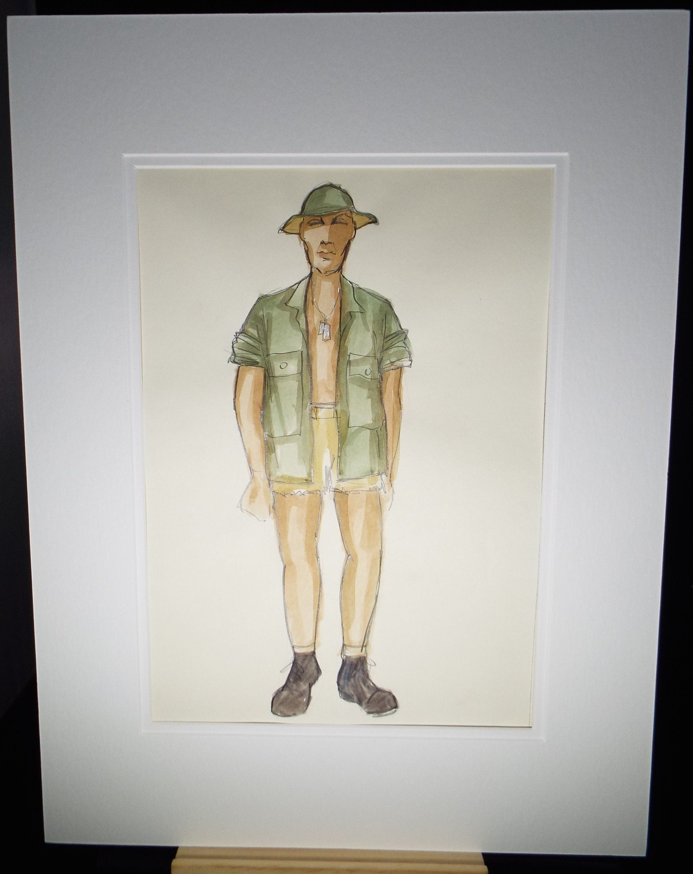 Original Watercolour, 'South Pacific -American GI', 1988, Terry Parsons