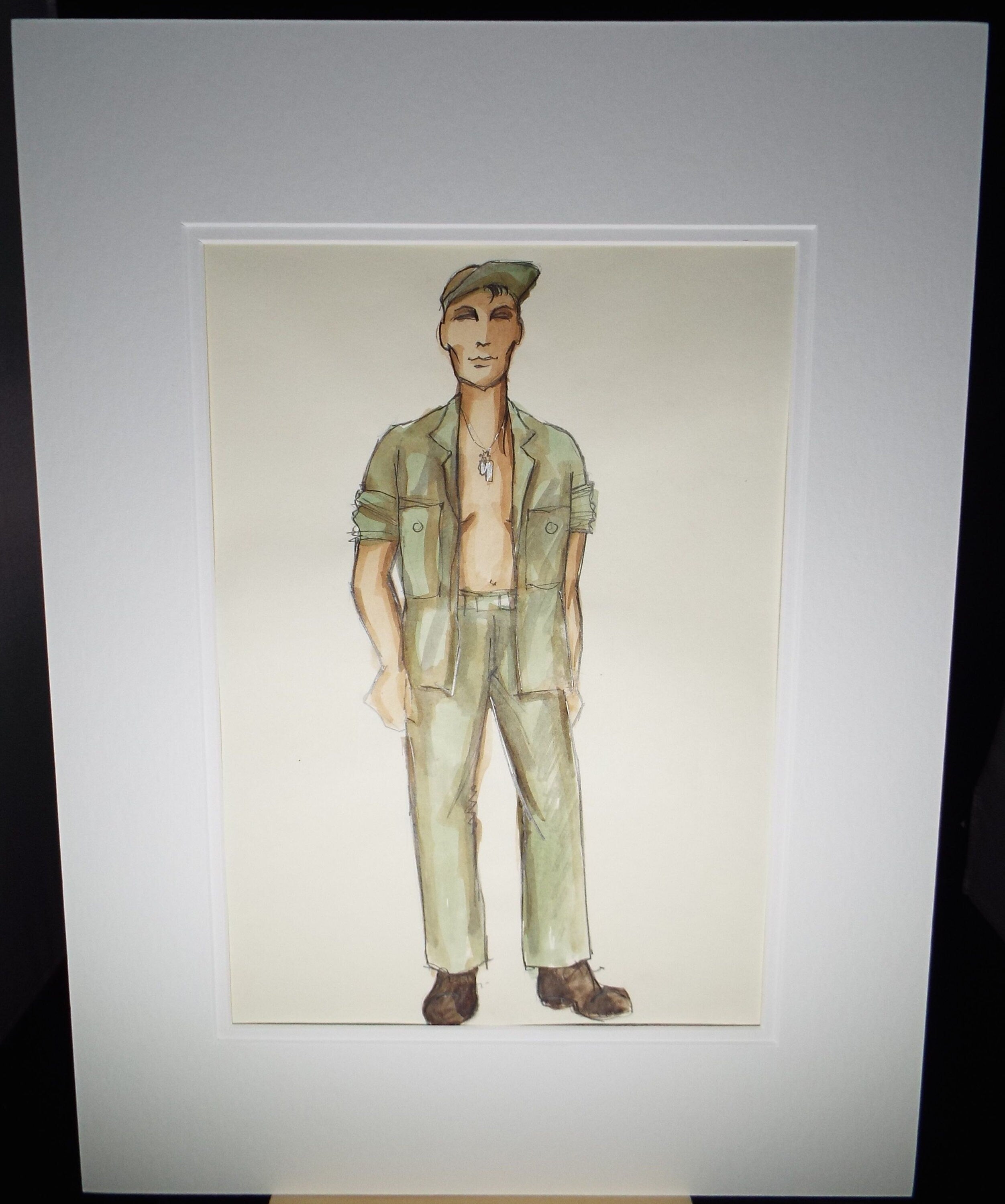 Original Watercolour, 'South Pacific -American GI', 1988, Terry Parsons