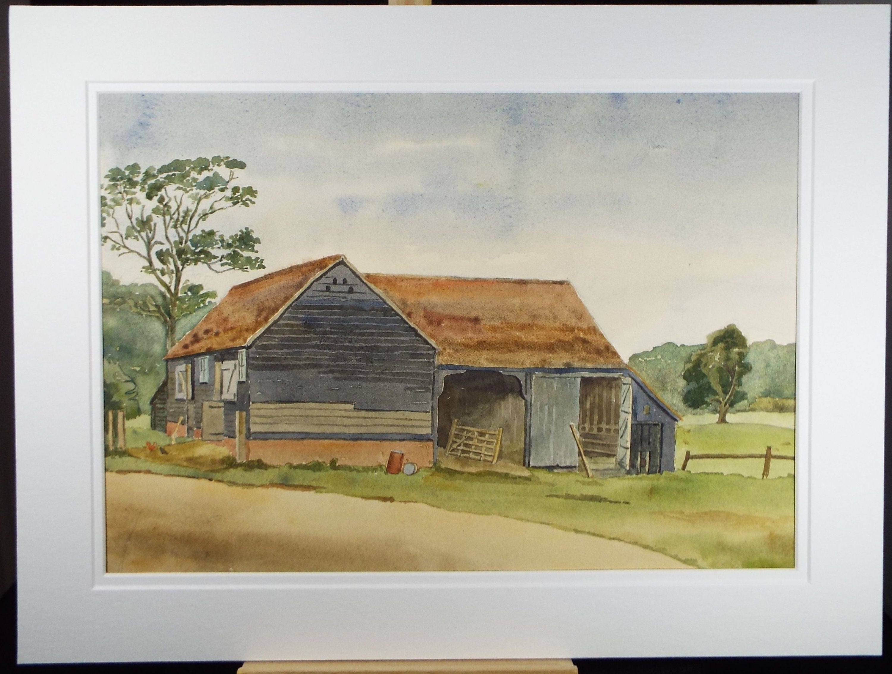 Original Watercolour, 'Barn, Mill House', Dated 1946, Charles Frederick Way (1906-1981)