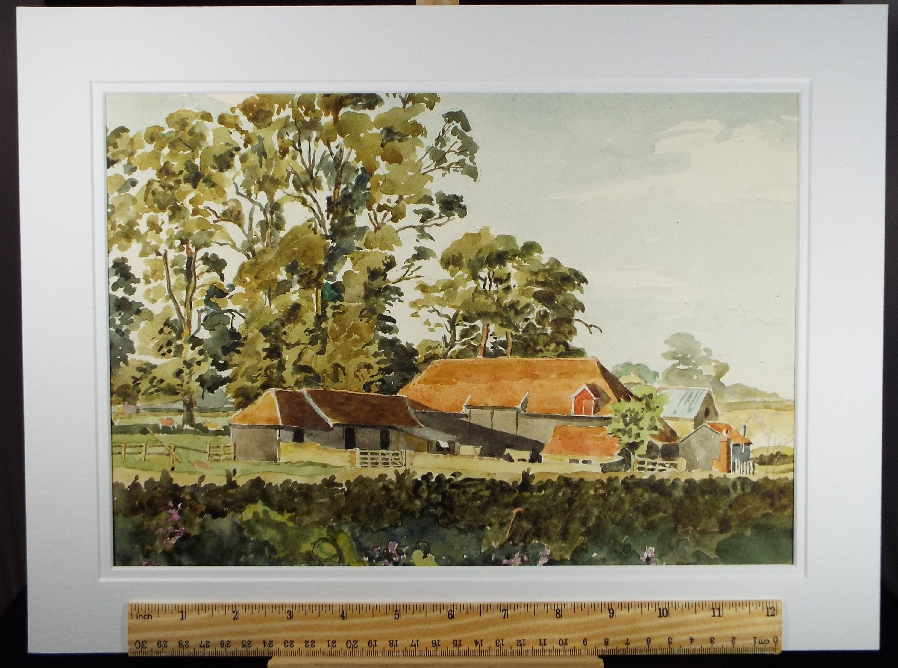 Original Watercolour, 'Farm Buildings', Circa 1940's, Charles Frederick Way (1906-1981)