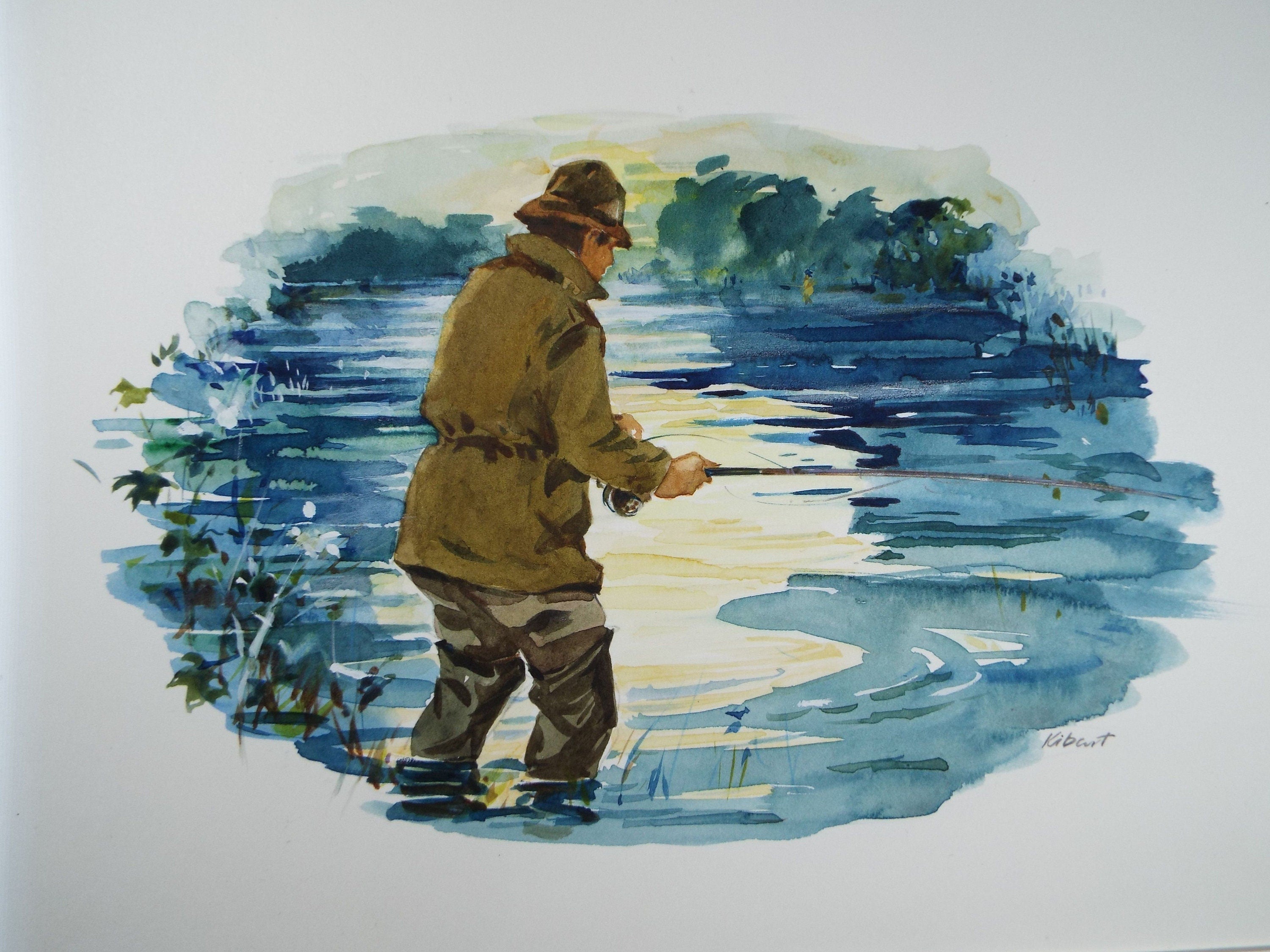 Original Watercolour 'Summer Fishing', Circa 1980's, James Kibart (20th Century, British)