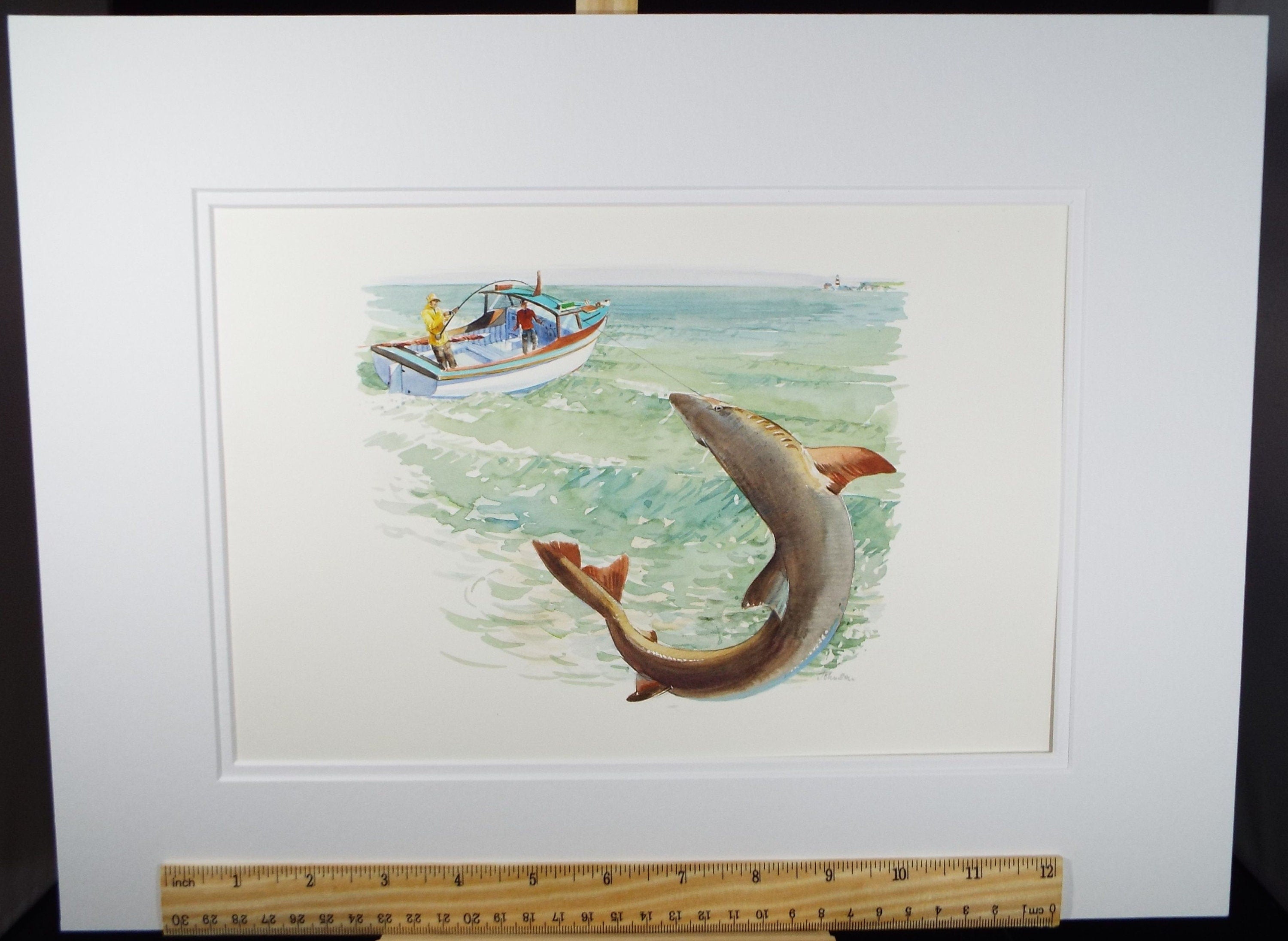 Original Watercolour 'Shark Fishing', Circa 1980's, Ken Johnson (20th Century, British)