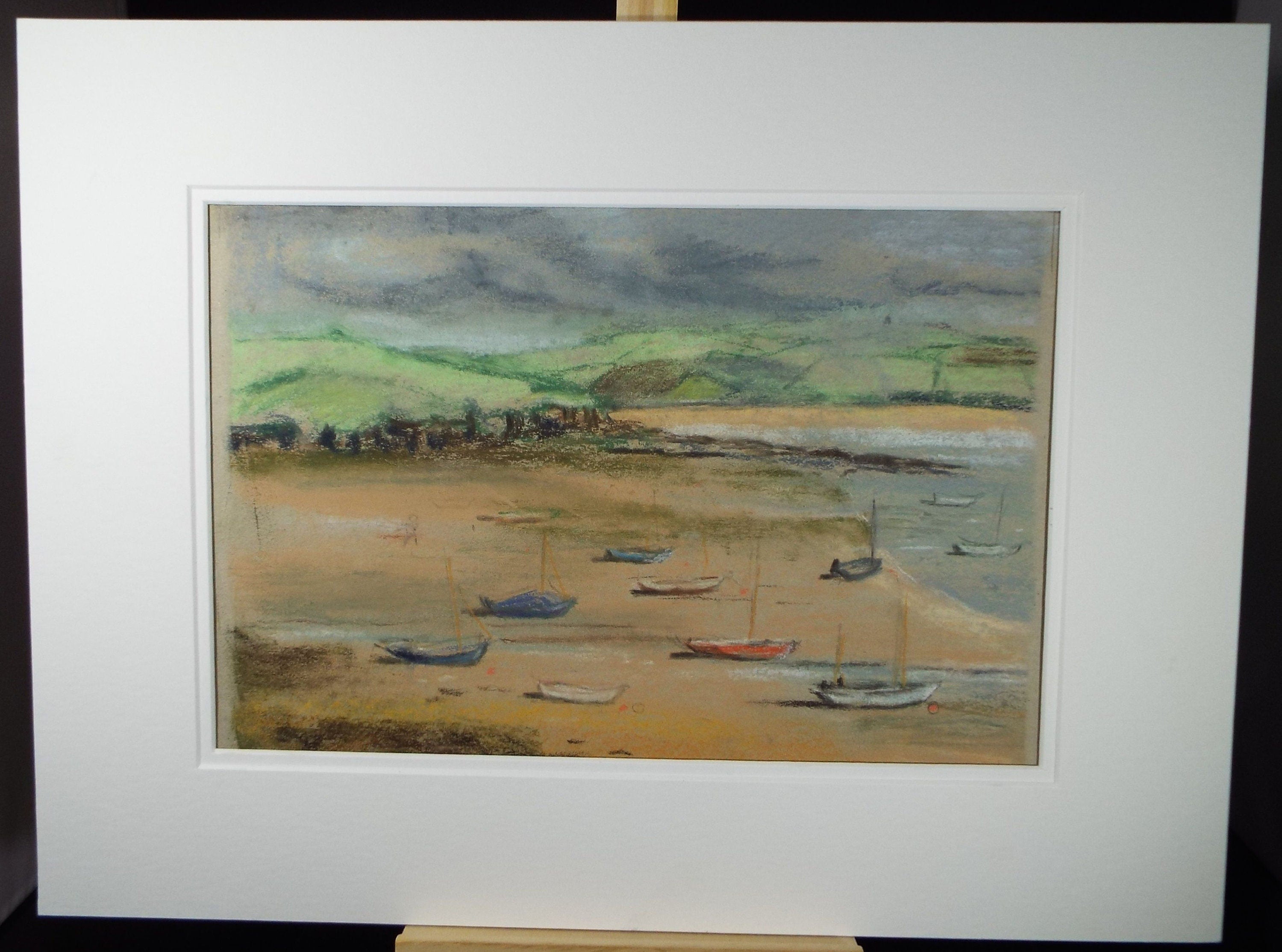 Original Pastel, 'Sailing boats on a Mooring', Circa 1980's, Alethia de Tessier (20th Century, British)