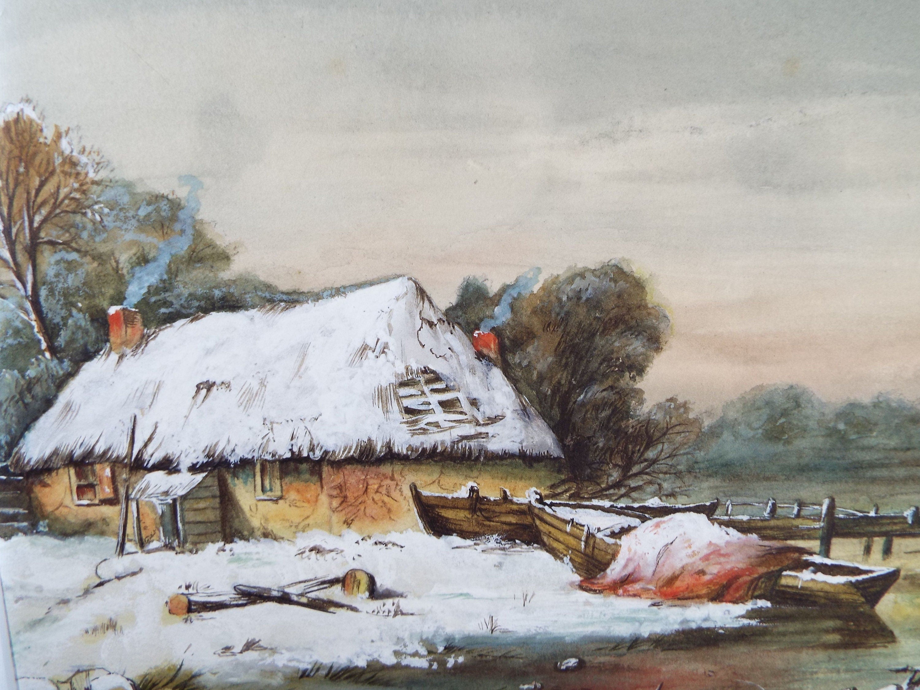 Original Watercolour, ' Winter' late 19th Century,  E.C. Williams