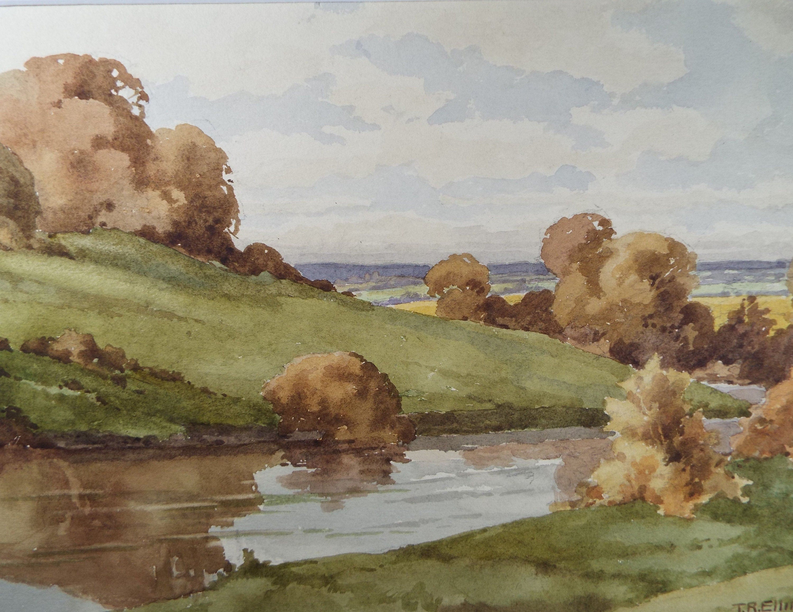 Original Watercolour, 'River Landscape' Mid  20th Century, T.R. Ellingham