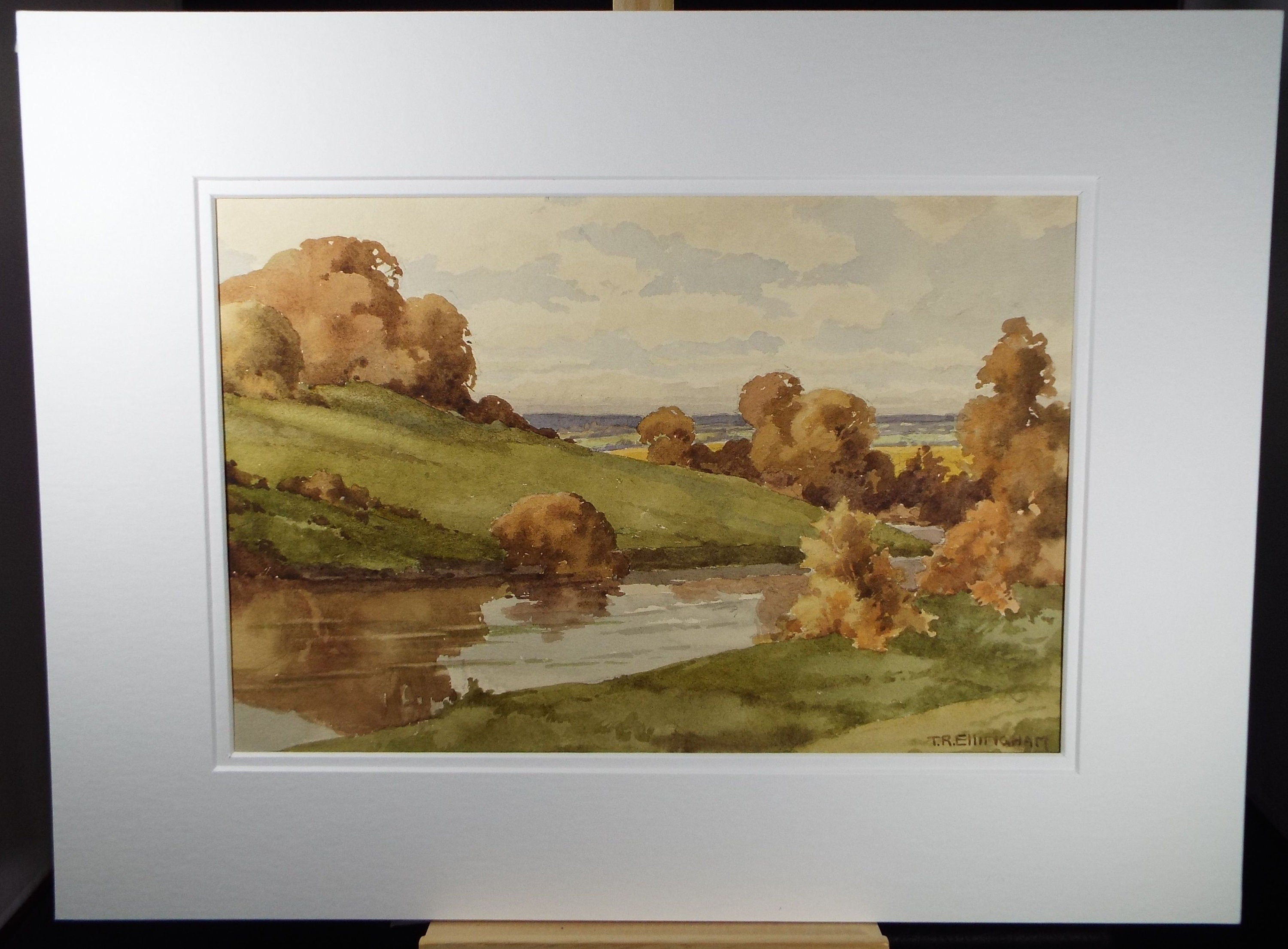 Original Watercolour, 'River Landscape' Mid  20th Century, T.R. Ellingham