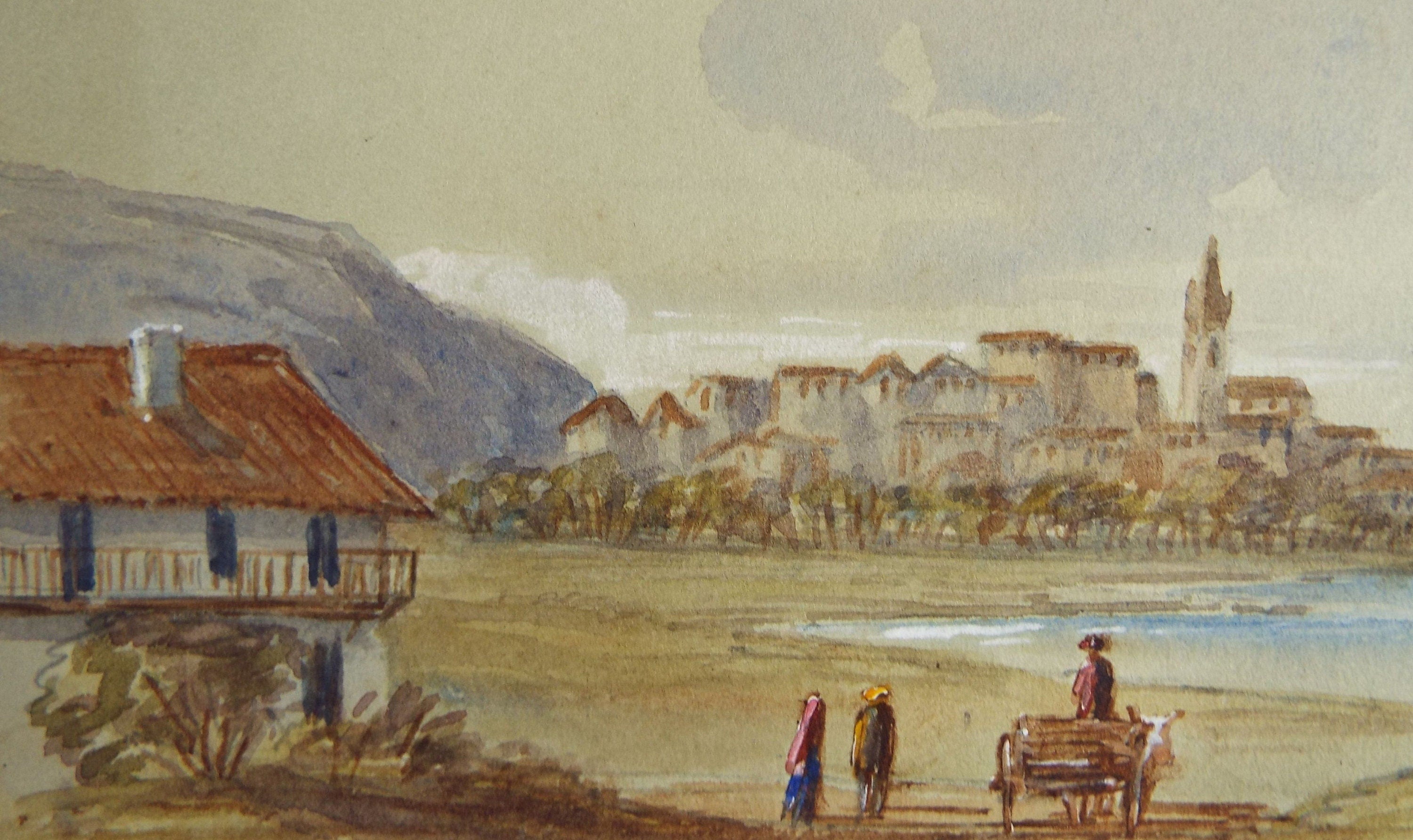 Original Watercolour, 'Bay of Fontarabie', Elizabeth Blommart, c1860's