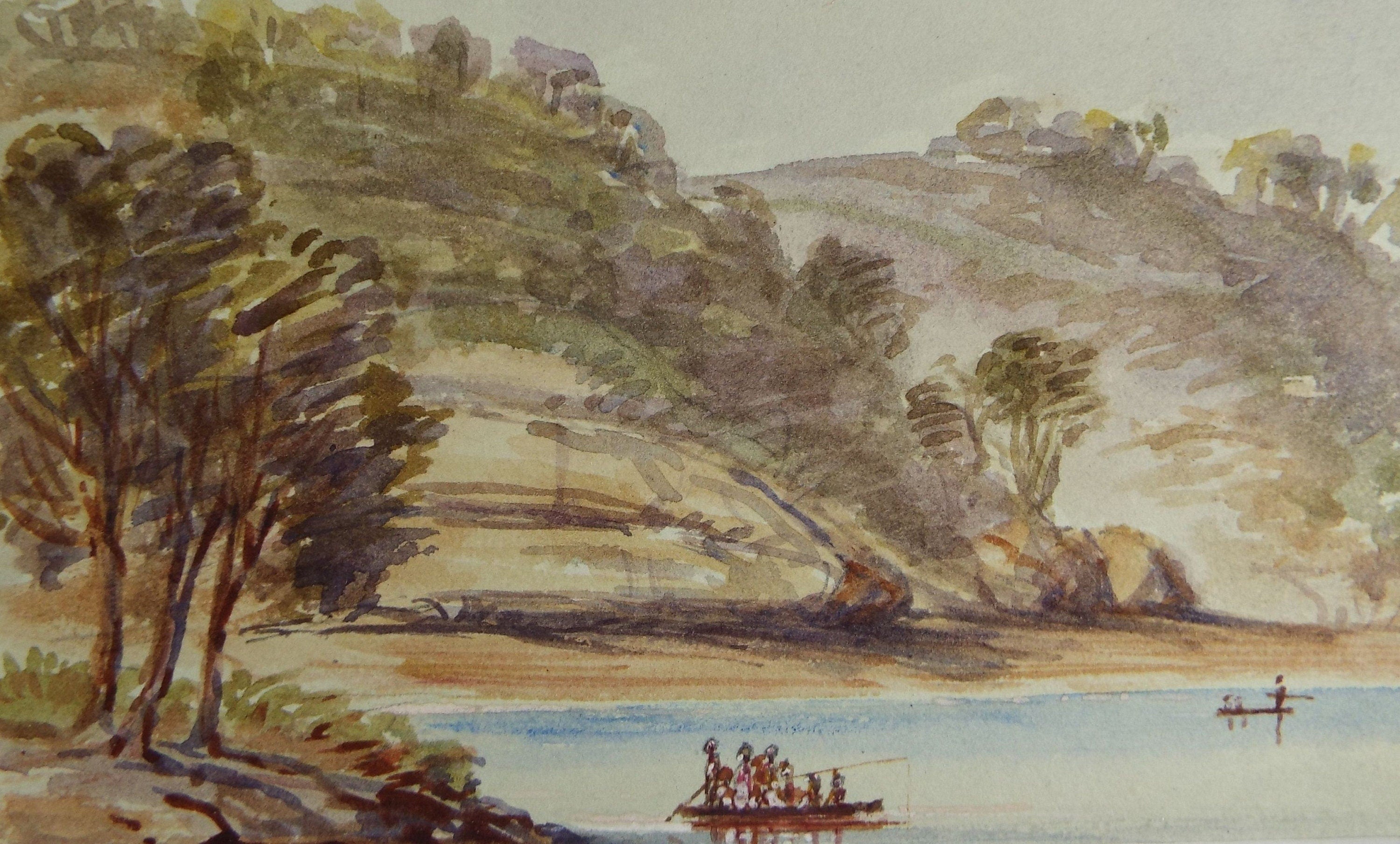 Original Watercolour, 'Boats Approaching a Beach', Elizabeth Blommart, c1860's