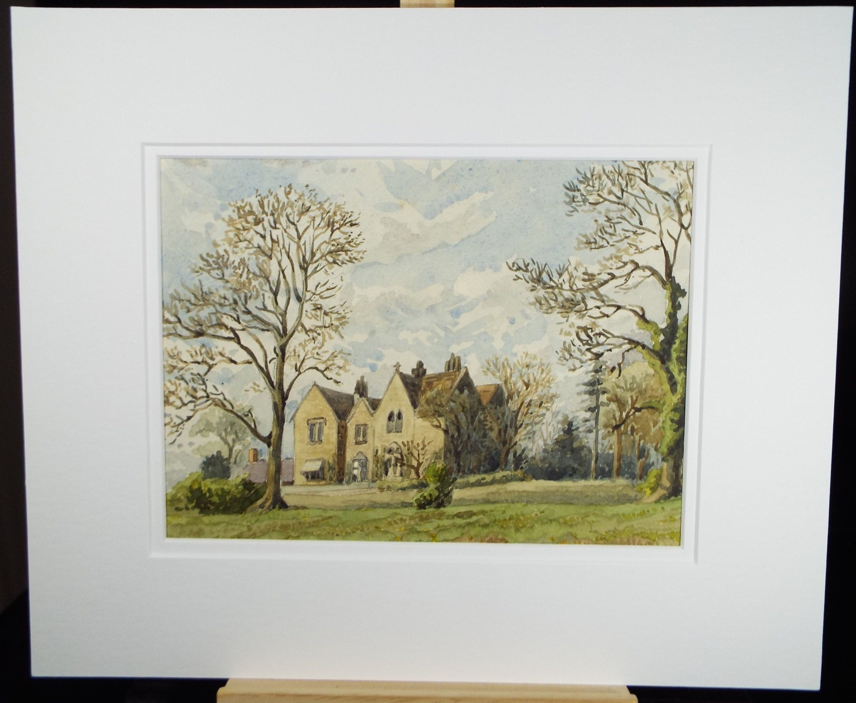 Original Watercolour, 'Bothamstall Vicarage', Late 19th Century, Artist Unknown