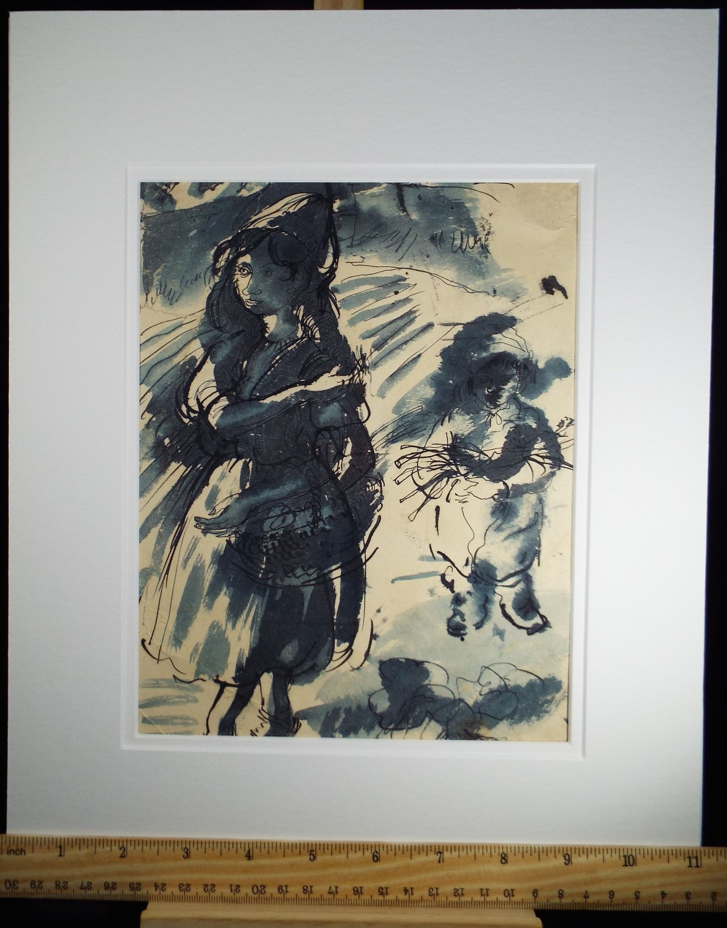 Original ink & Wash,  'Wood Gathering' c1950's - William D Clyne (1922-1981)