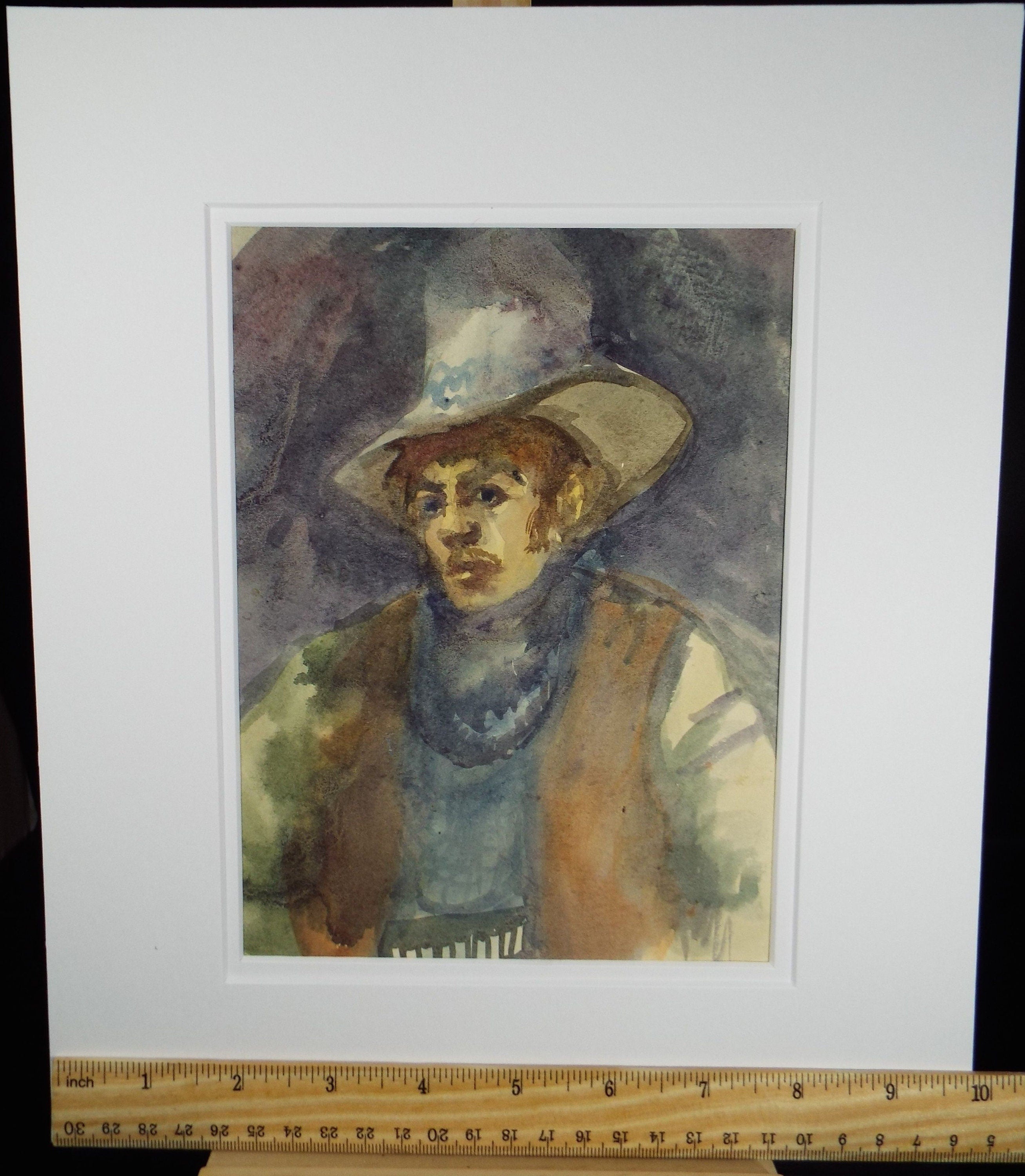 Original Watercolour, 'Cowboy' 1950's, William D Clyne (1922-1981)