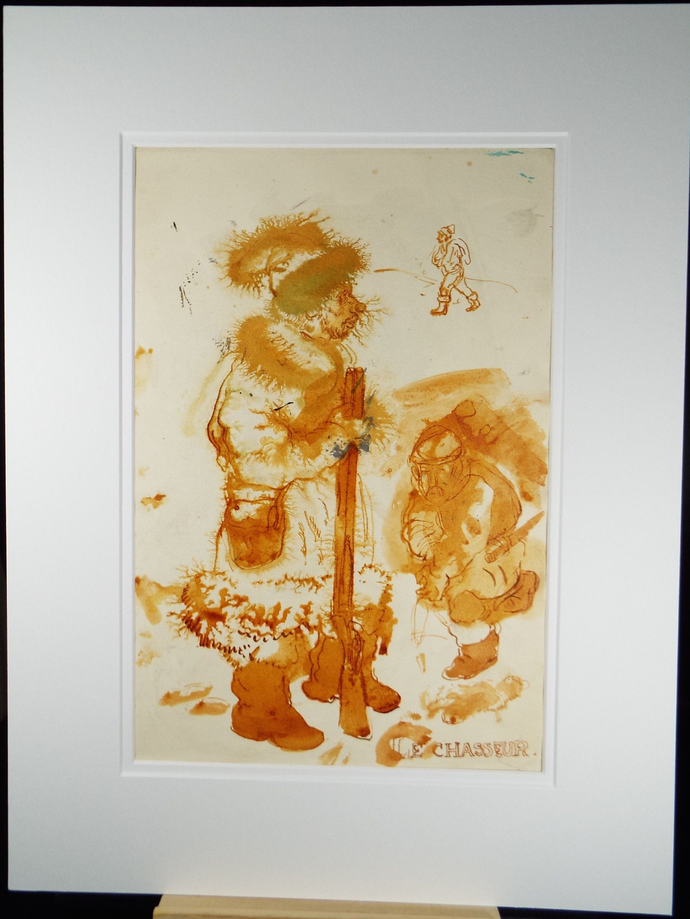 Original ink & Wash, 'Le Chasseur' c1950's - William D Clyne (1922-1981)