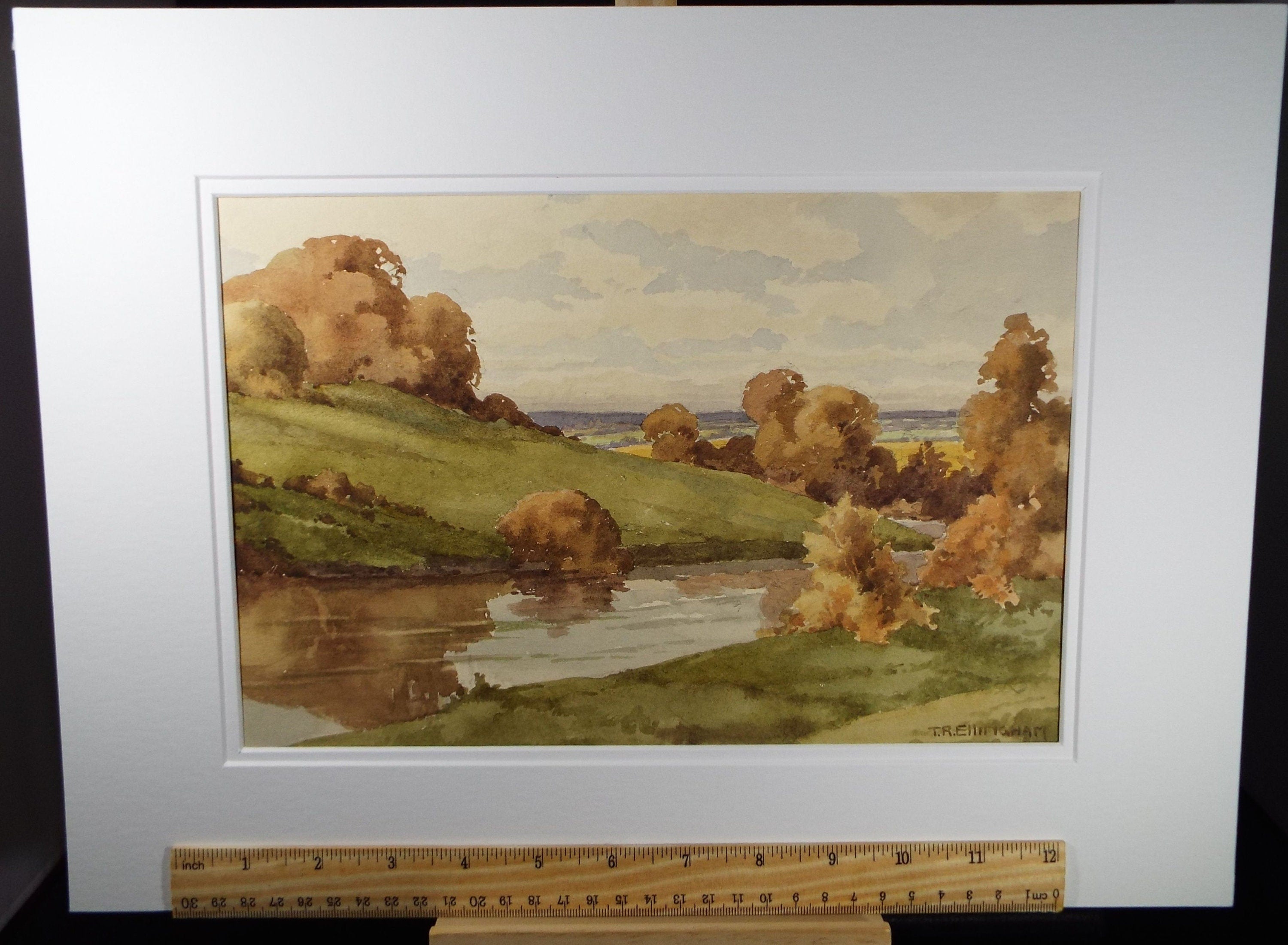 Original Watercolour, 'River Landscape' Mid  20th Century, T.R. Ellingham