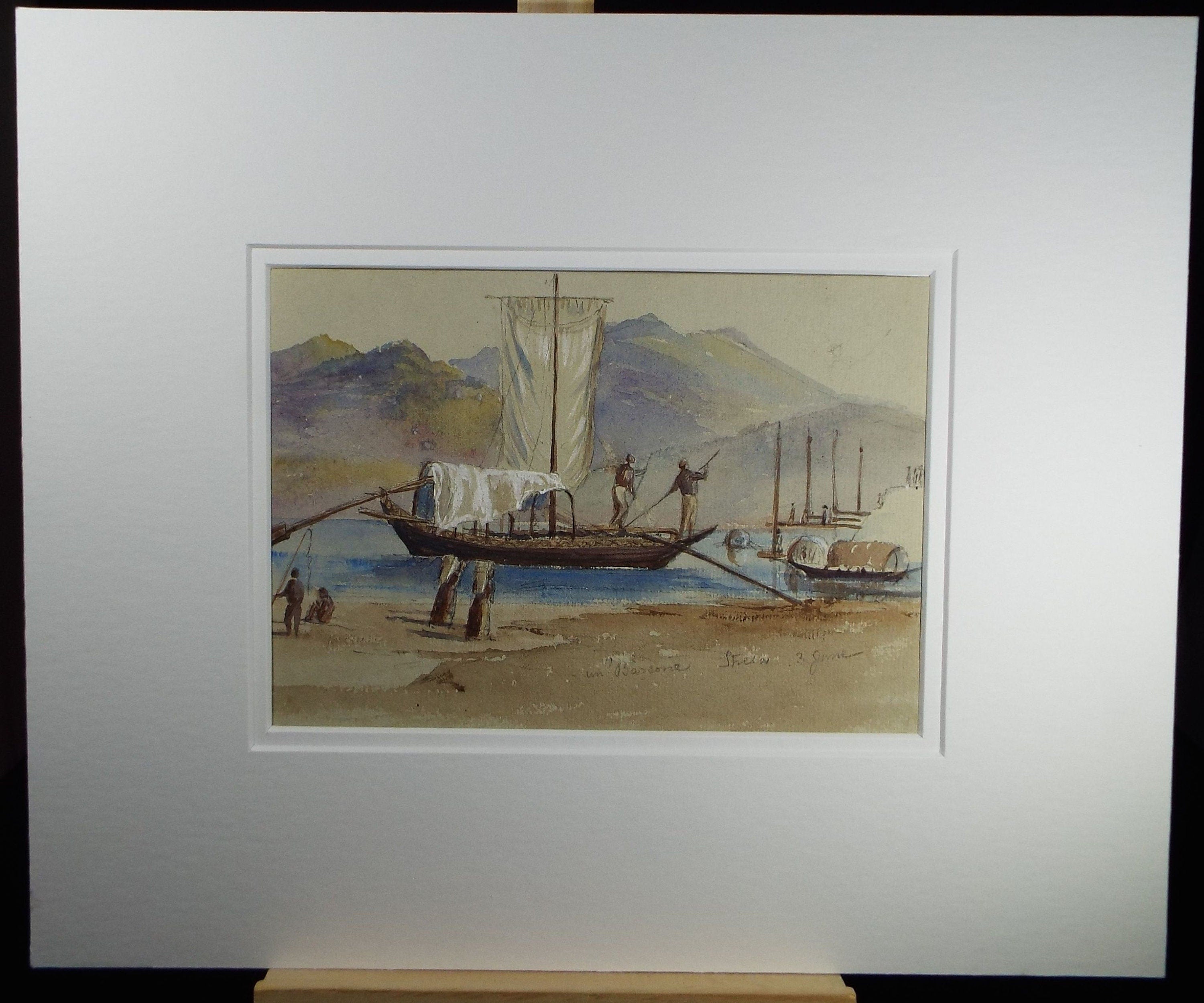 Original Watercolour,'Barcone, Switzerland', Elizabeth Blommart, c1860's