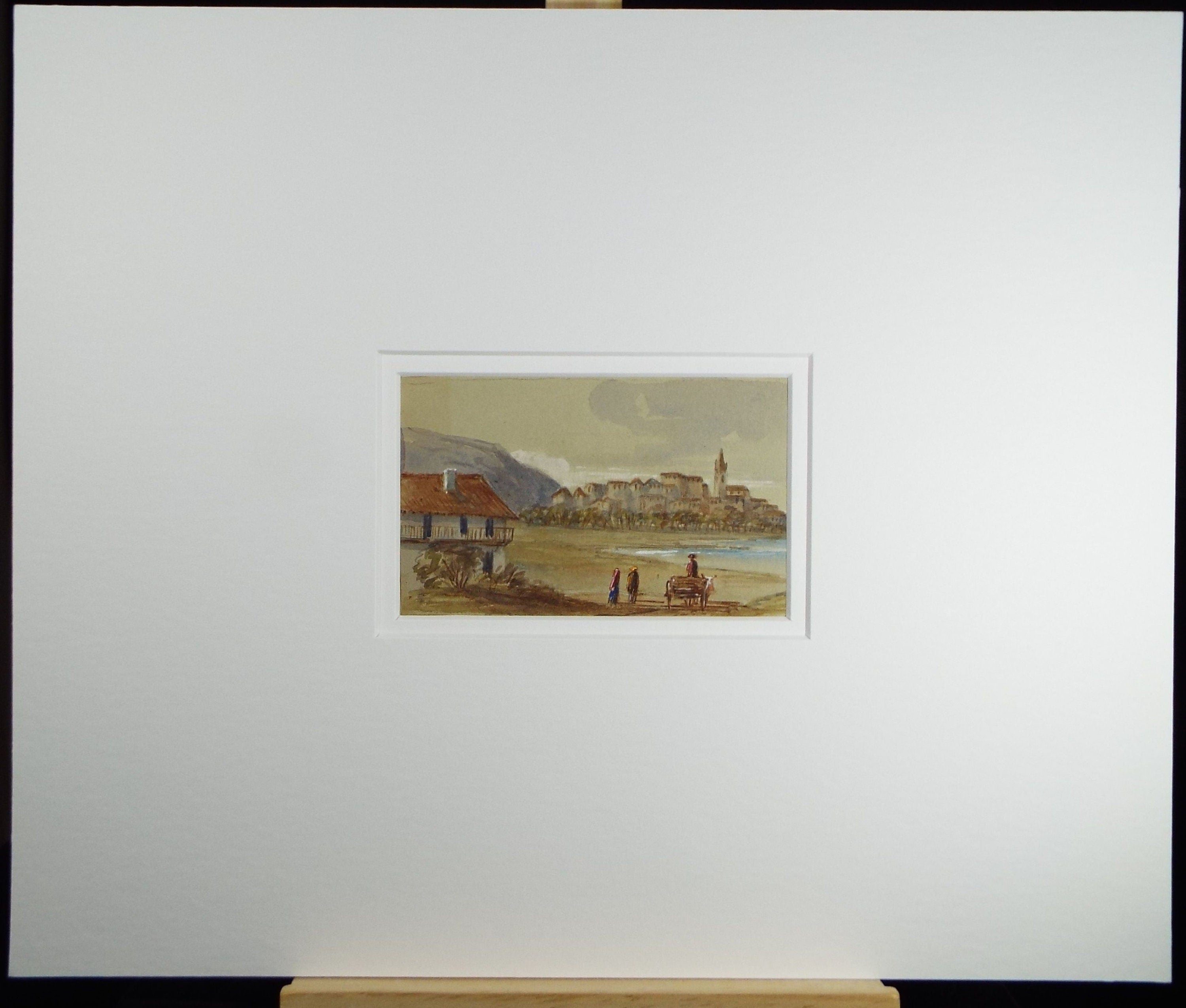 Original Watercolour, 'Bay of Fontarabie', Elizabeth Blommart, c1860's