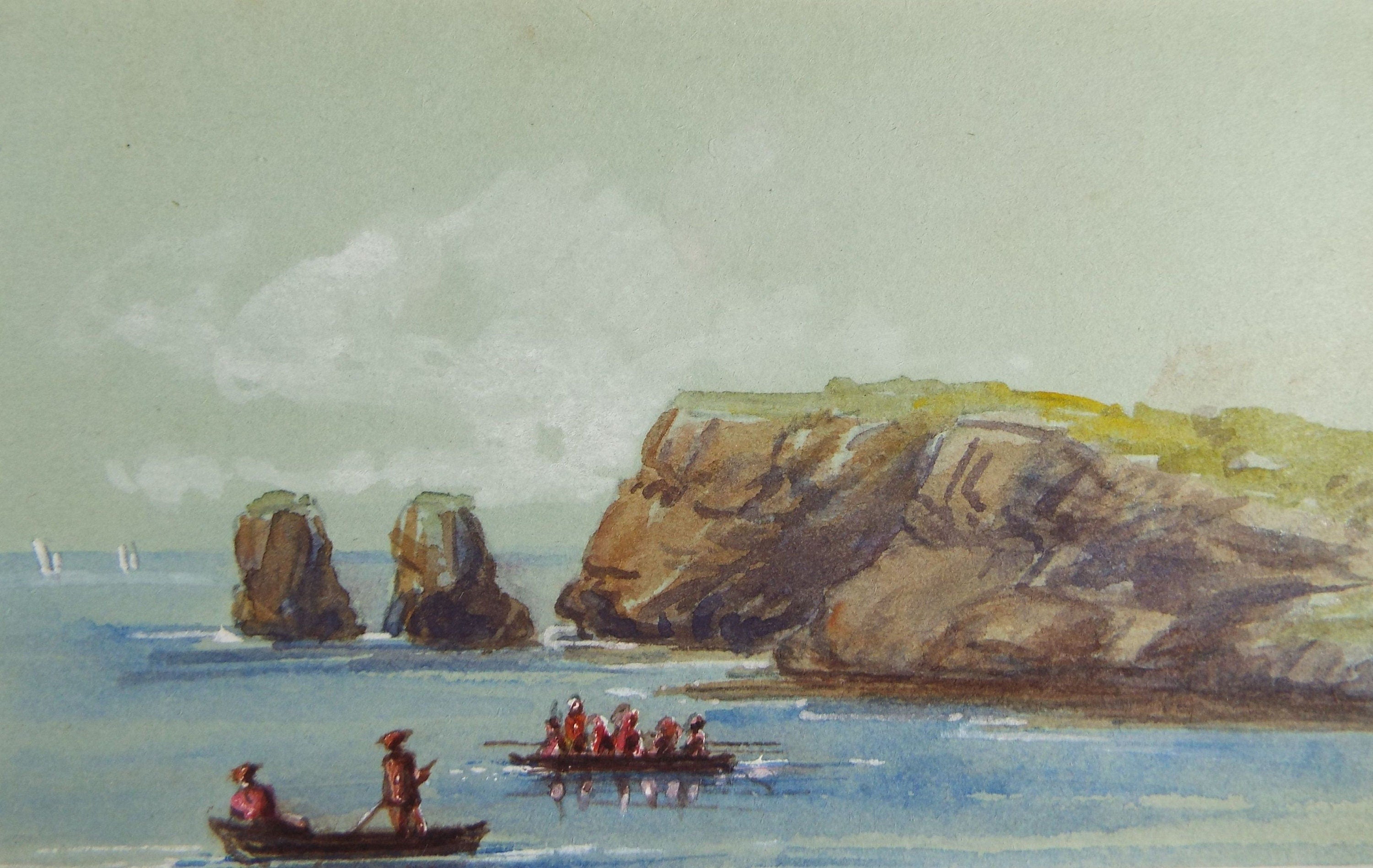 Original Watercolour, 'Biarritz', Elizabeth Blommart, c1860's