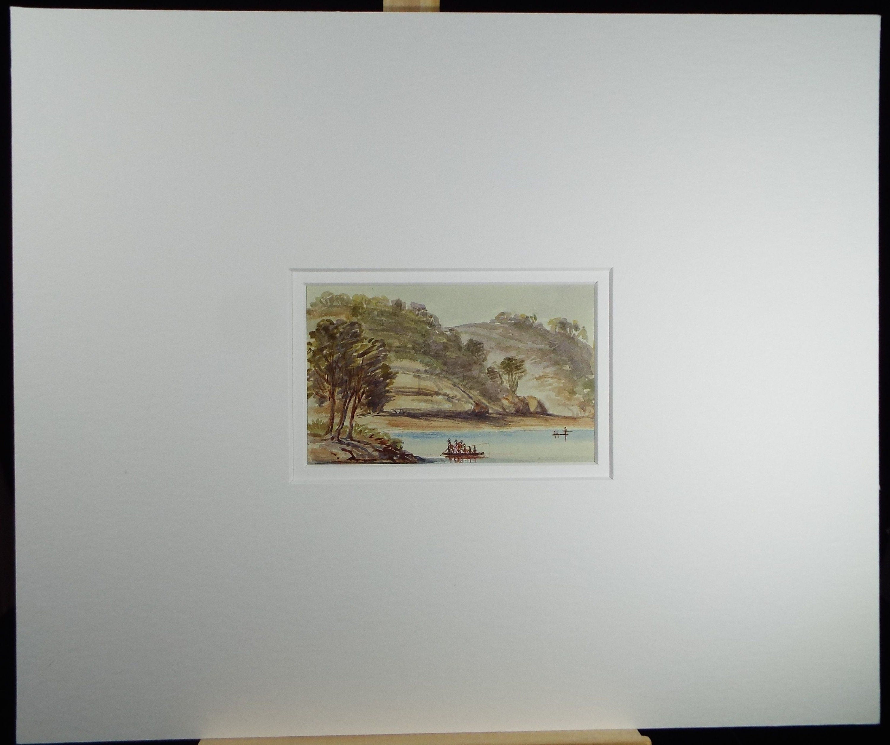 Original Watercolour, 'Boats Approaching a Beach', Elizabeth Blommart, c1860's