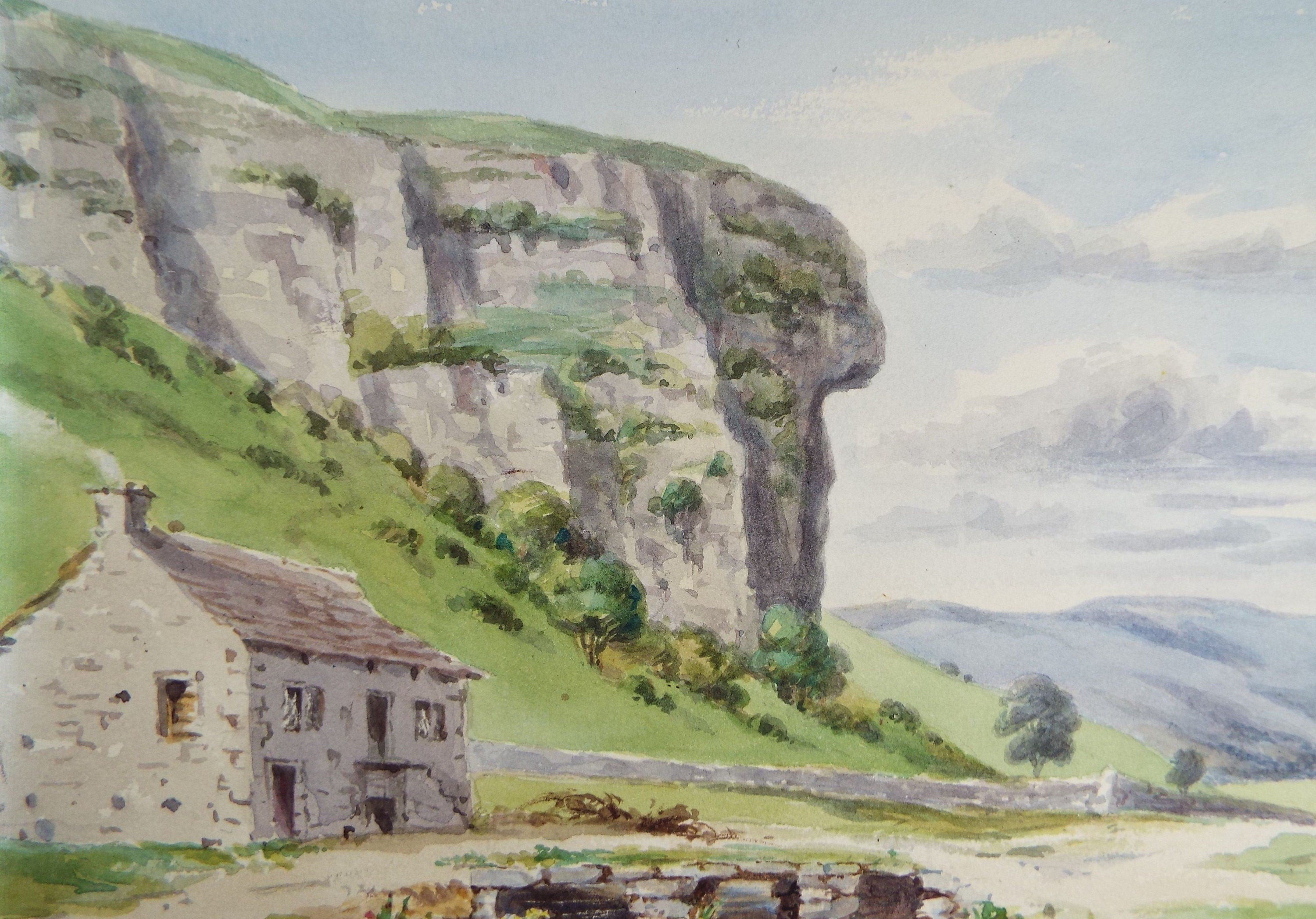 Original Watercolour, Kilnsey Crag', Late 19th Century, Artist Unknown