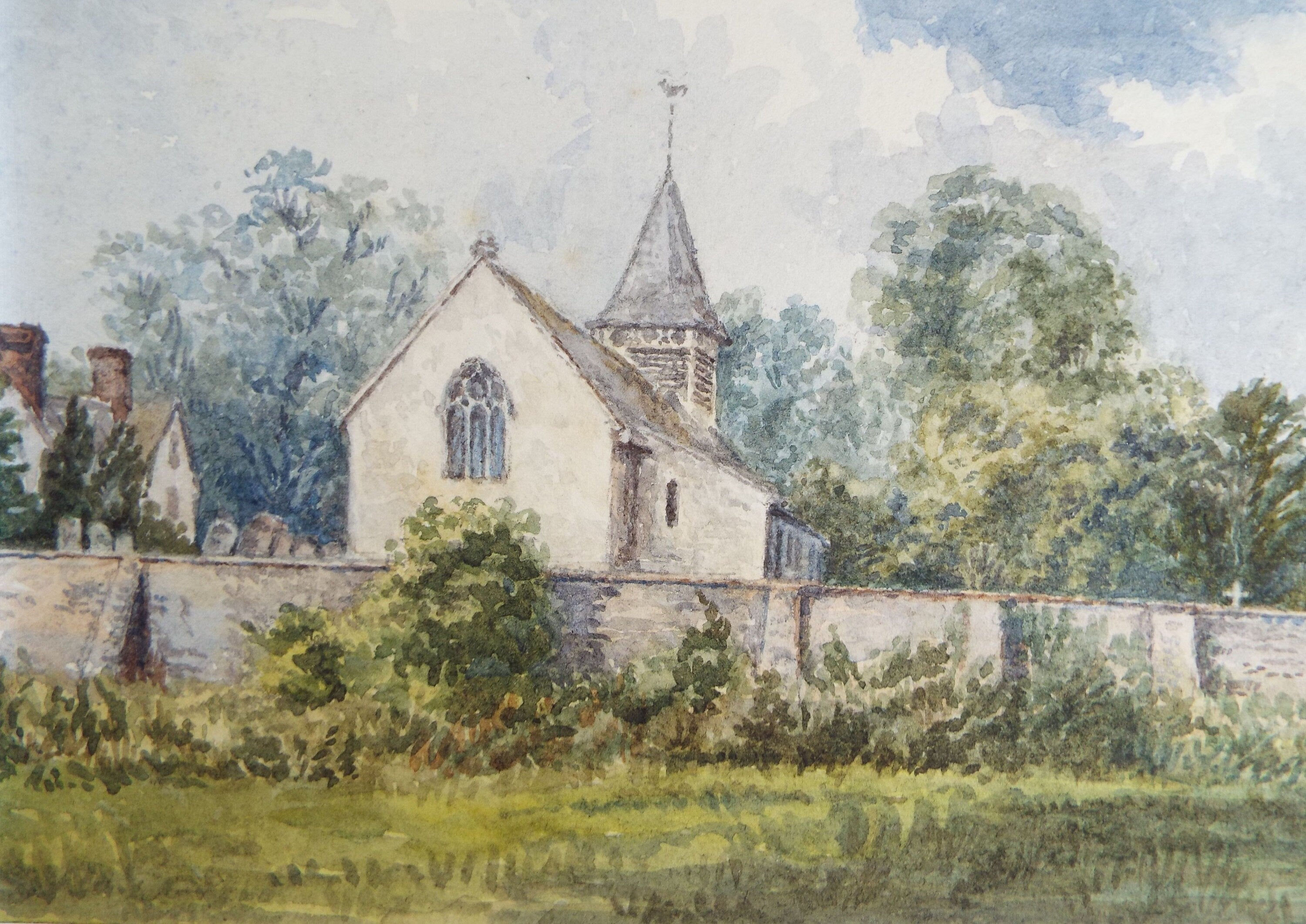 Original Watercolour, 'Moulsford Church' Late 19th Century, Artist Unknown