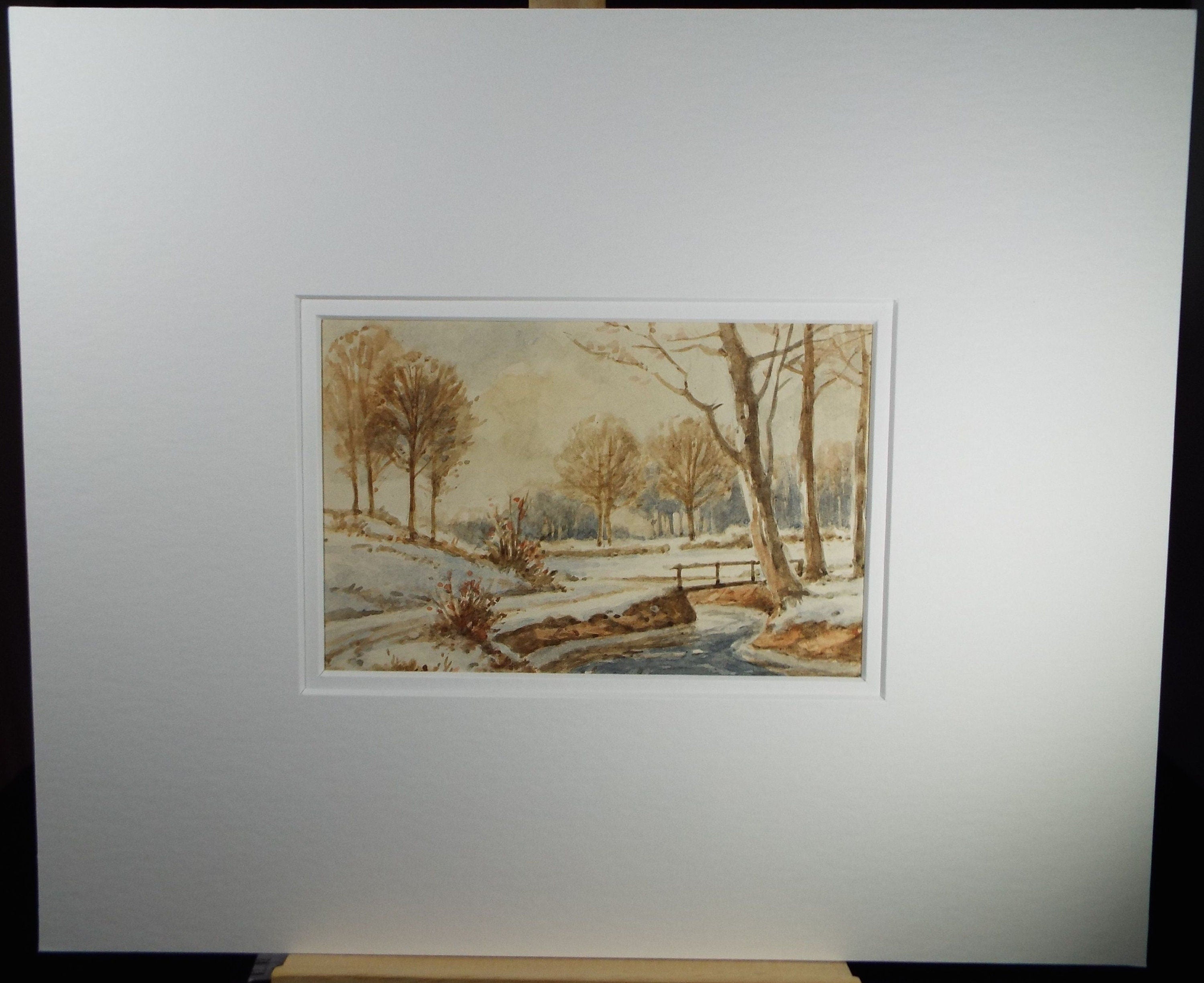 Original Watercolour, 'A Winter Landscape' Mid  20th Century, T.R. Ellingham