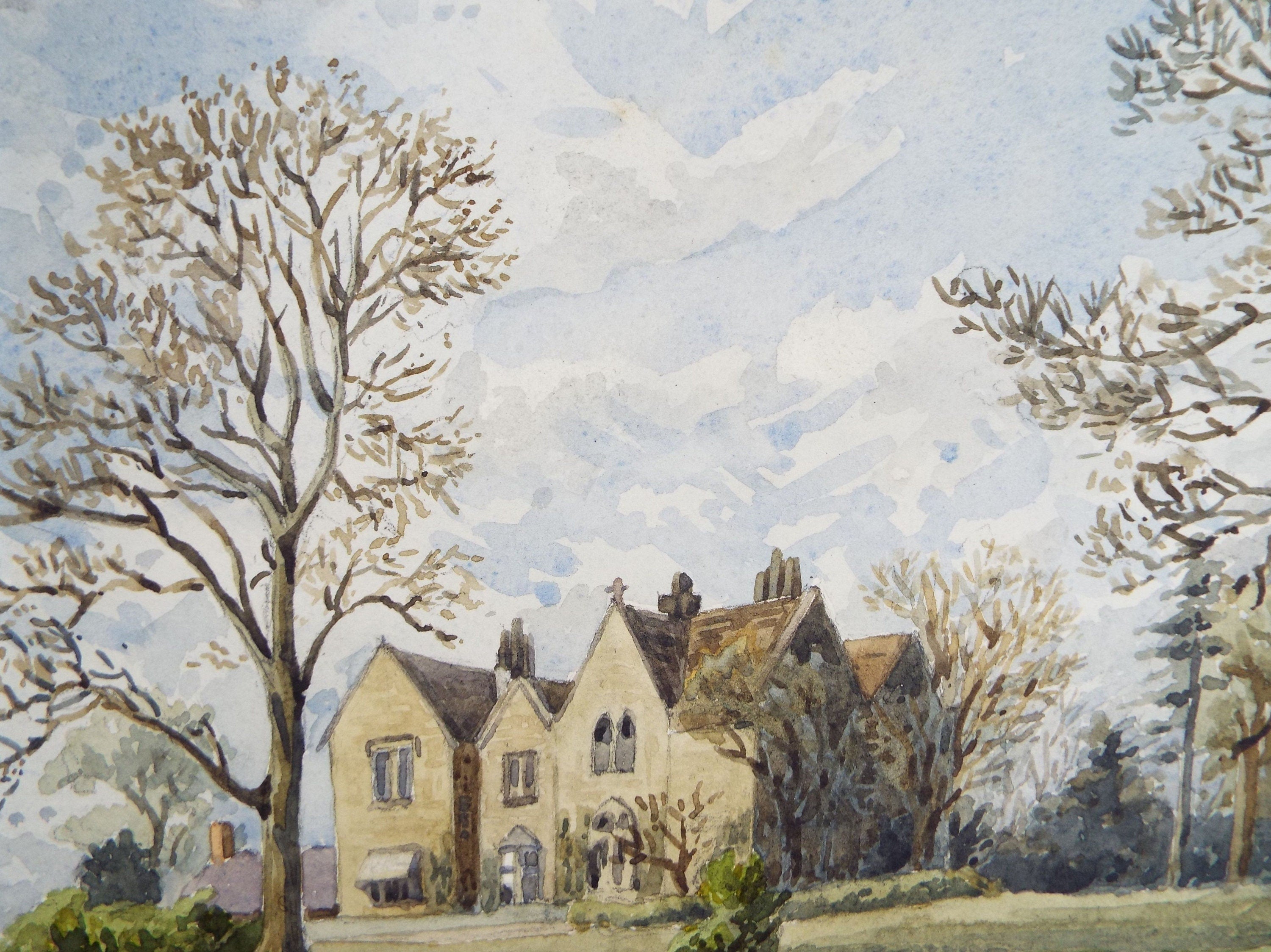 Original Watercolour, 'Bothamstall Vicarage', Late 19th Century, Artist Unknown