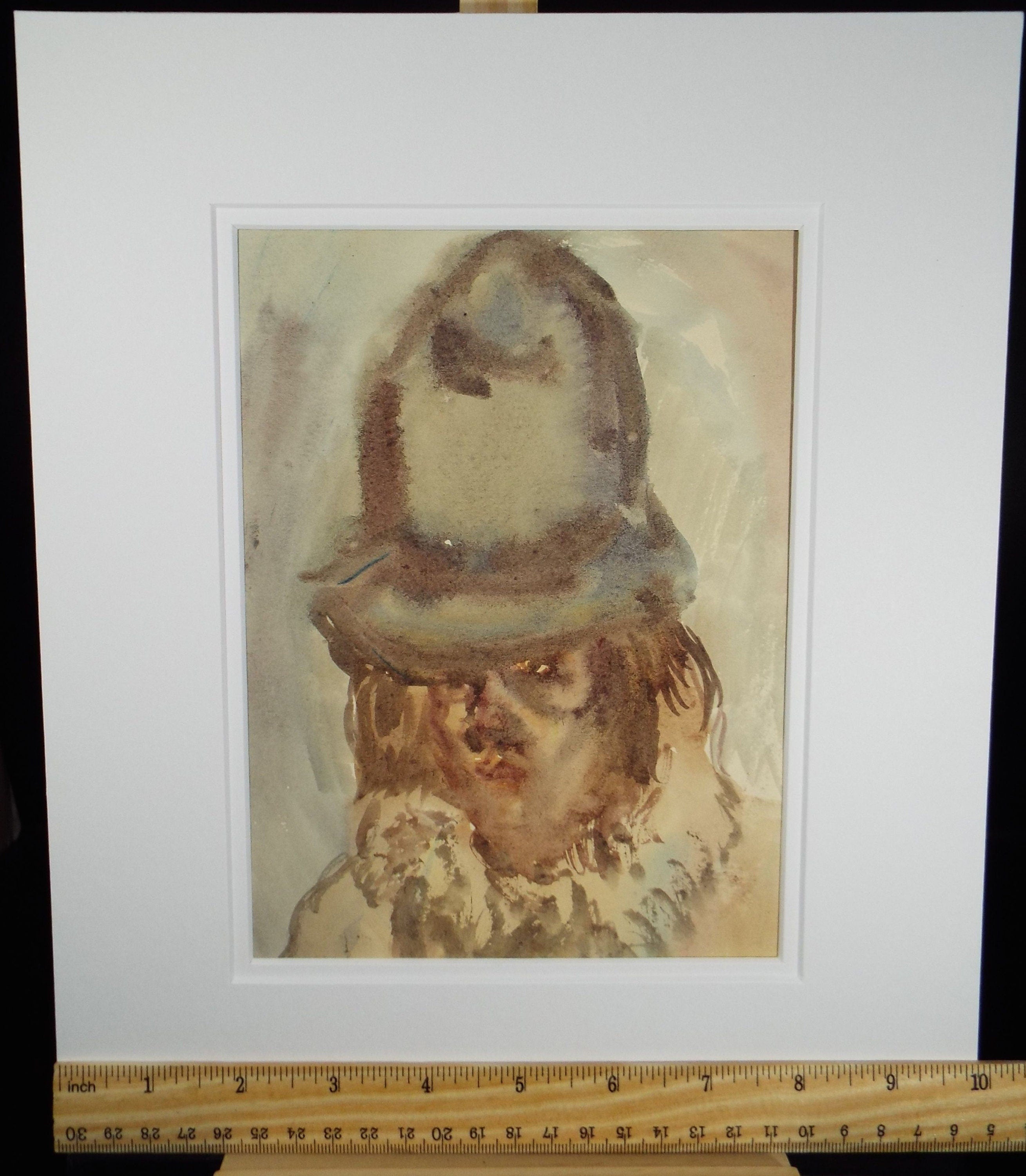 Original Watercolour, 'Figure in A Hat' 1950's, William D Clyne (1922-1981)