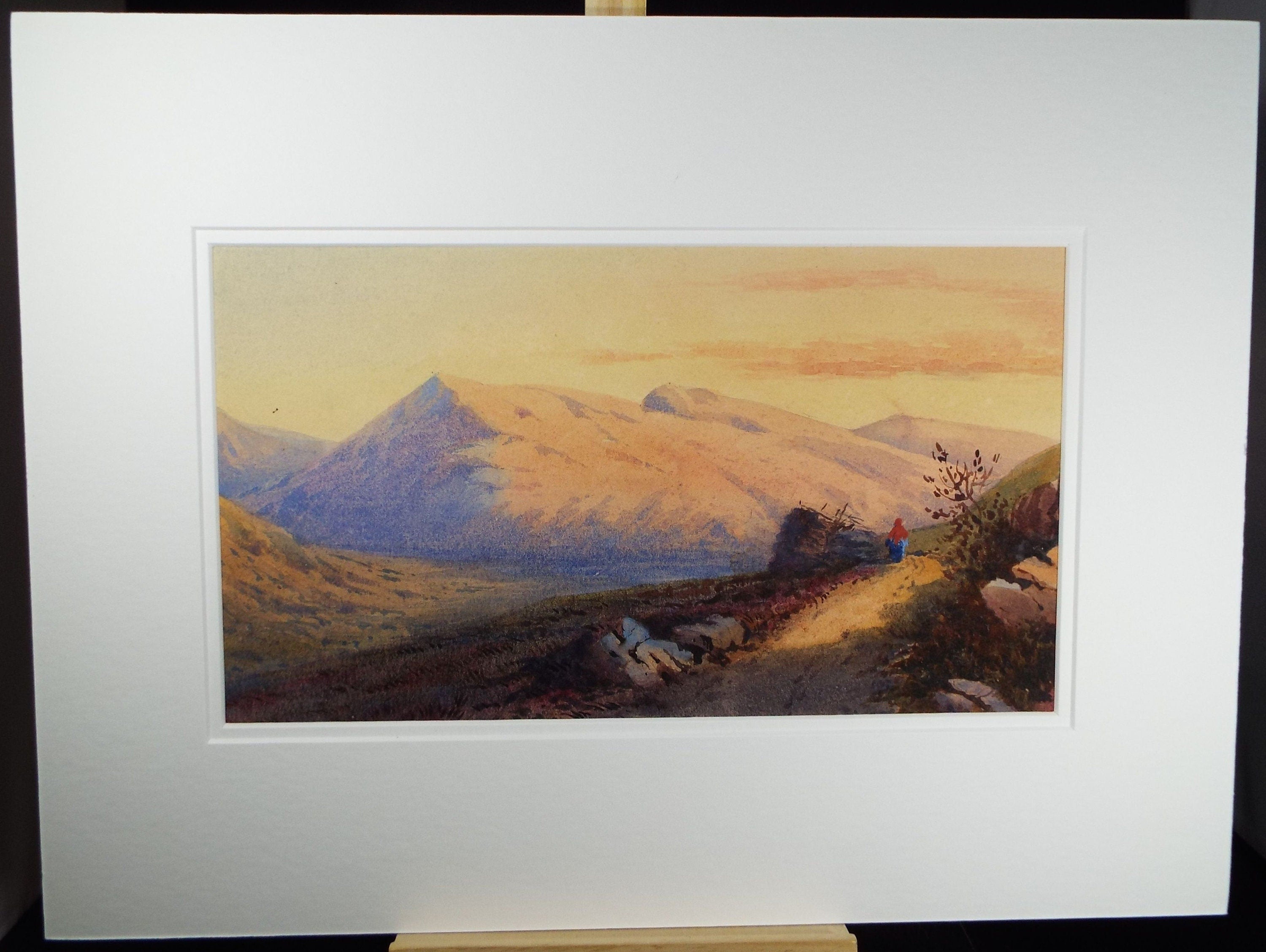 Original Watercolour, 'Mountain Pass with Figure', Late 19th Century, Artist Unknown