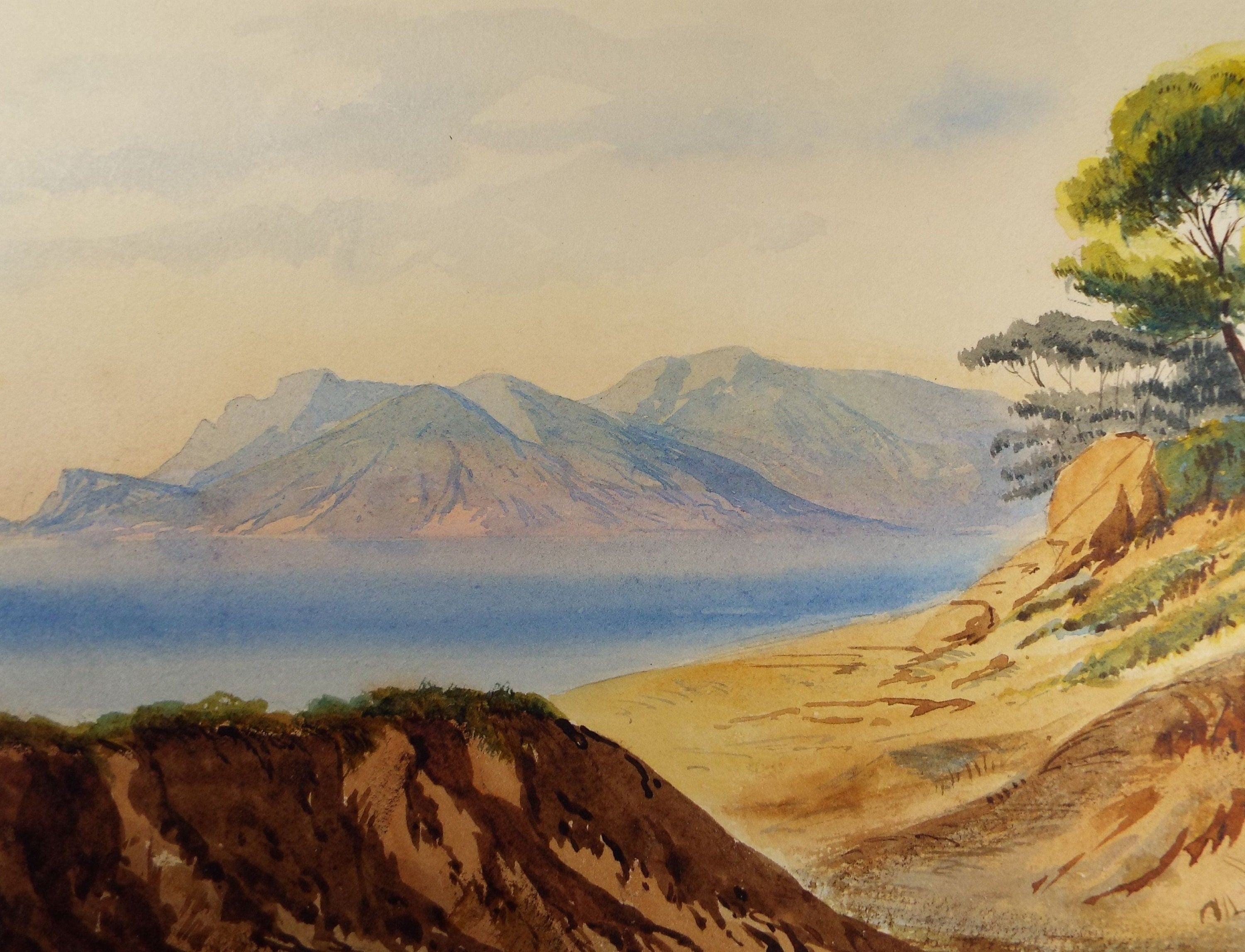 Original Watercolour, 'L'Estrelles - Cannes', Late 19th Century, Artist Unknown