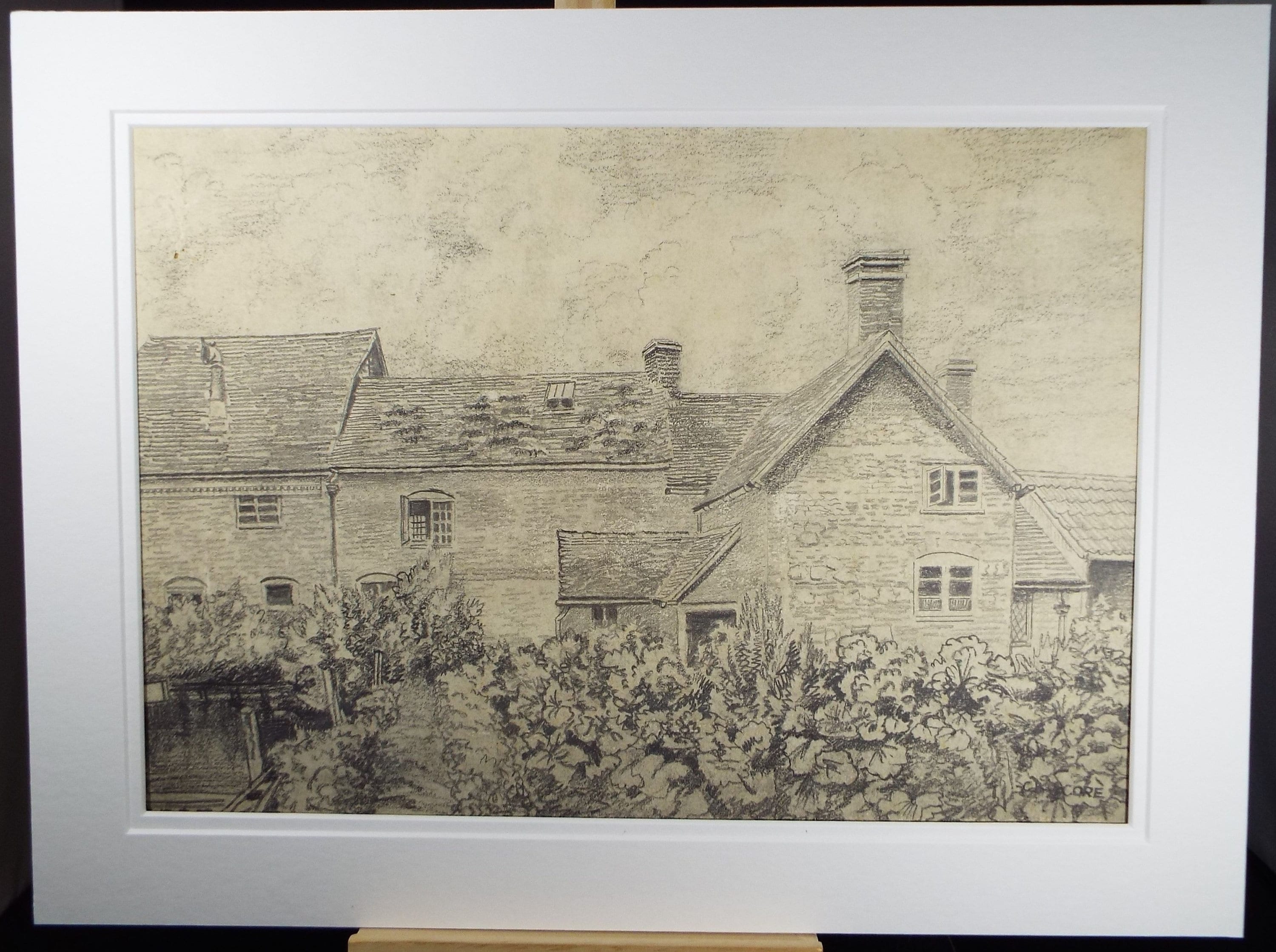 Original Pencil Drawing, 'Back of the Mill', Circa 1930's, Charles Browne Core (1860-1947)