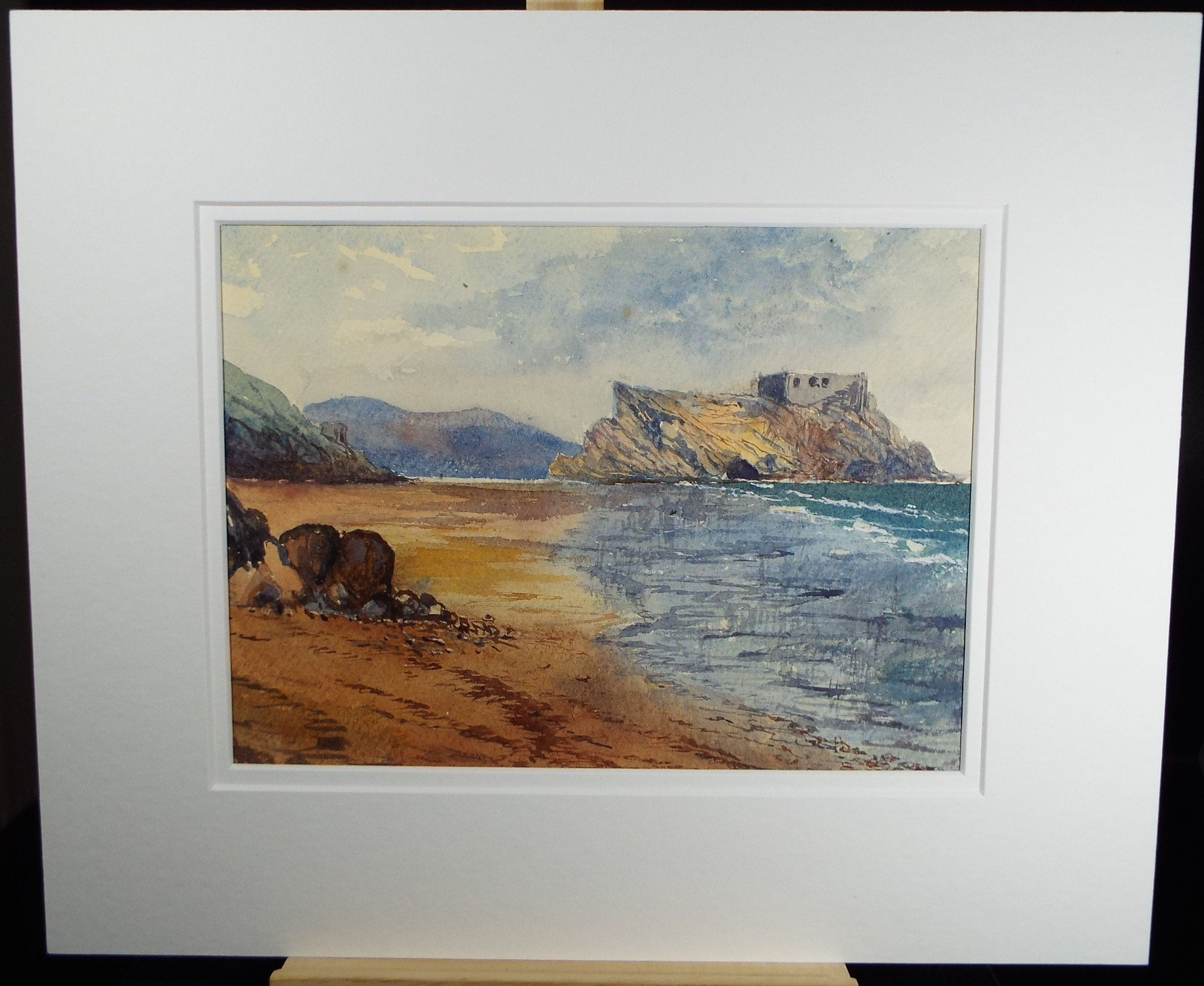 Original Watercolour c1880's, 'Rocky Shore' Unknown Artist - Marine Landscape