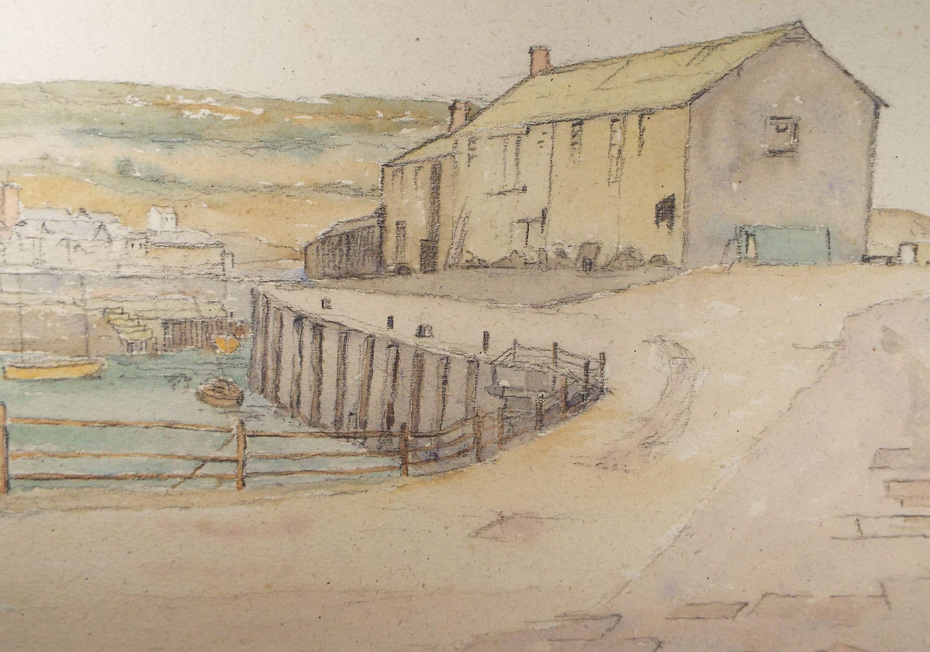 Original Charcoal & Watercolour, 'The Harbourside', Circa 1930's , Frank Harold Read FRPS (1881-1960)