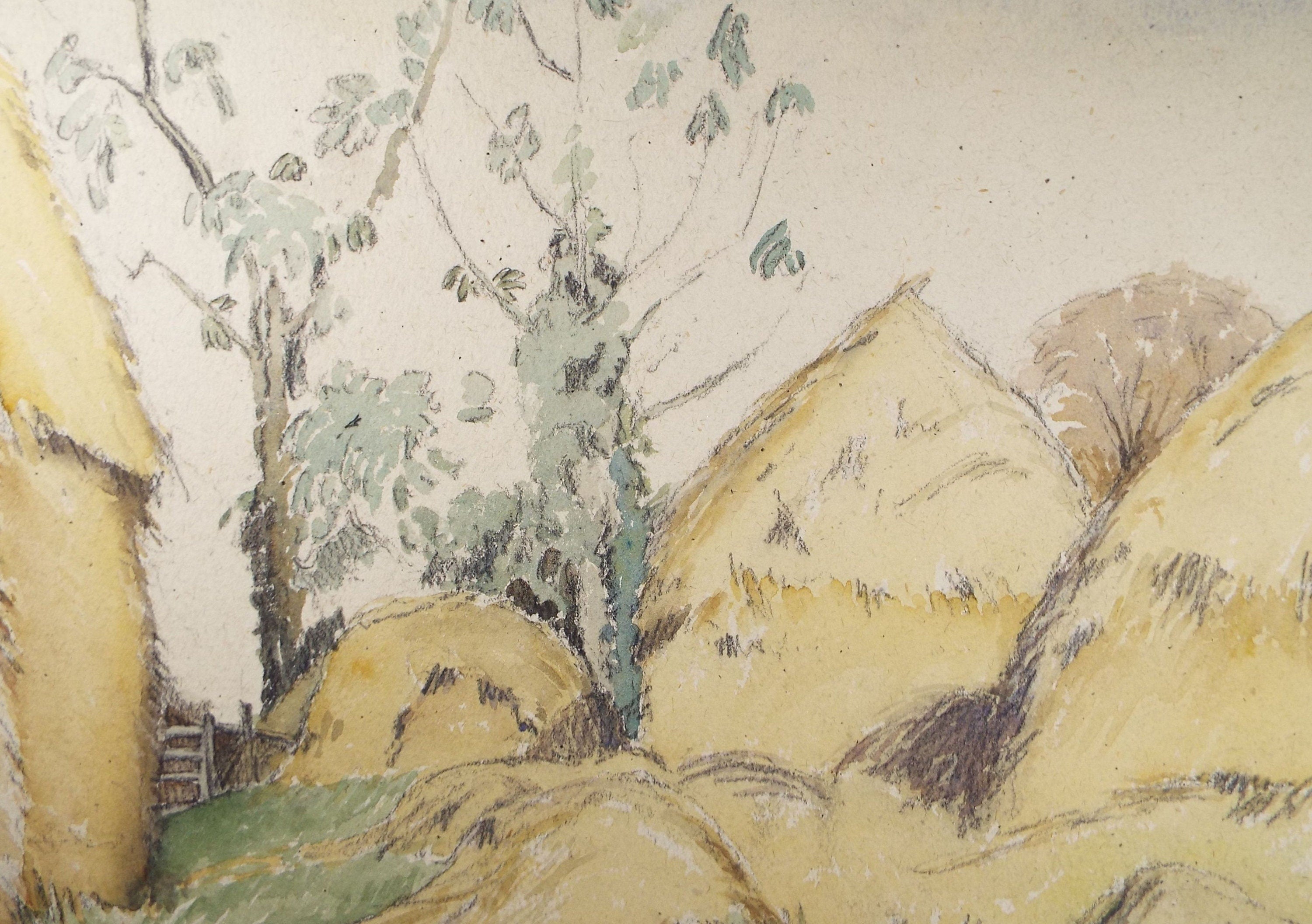 Original Charcoal & Watercolour, 'Haystacks', Circa 1930's , Frank Harold Read FRPS (1881-1960)