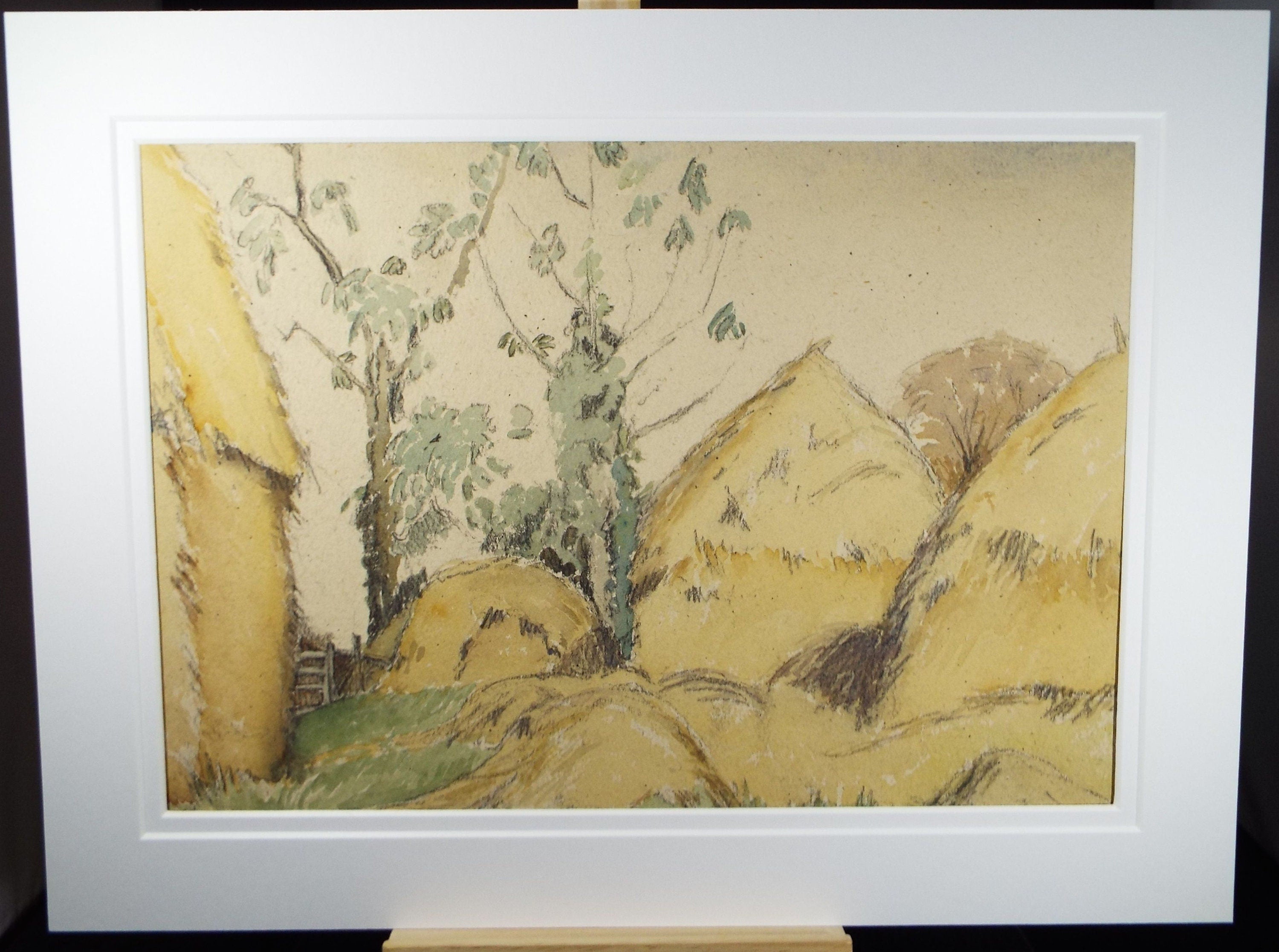 Original Charcoal & Watercolour, 'Haystacks', Circa 1930's , Frank Harold Read FRPS (1881-1960)