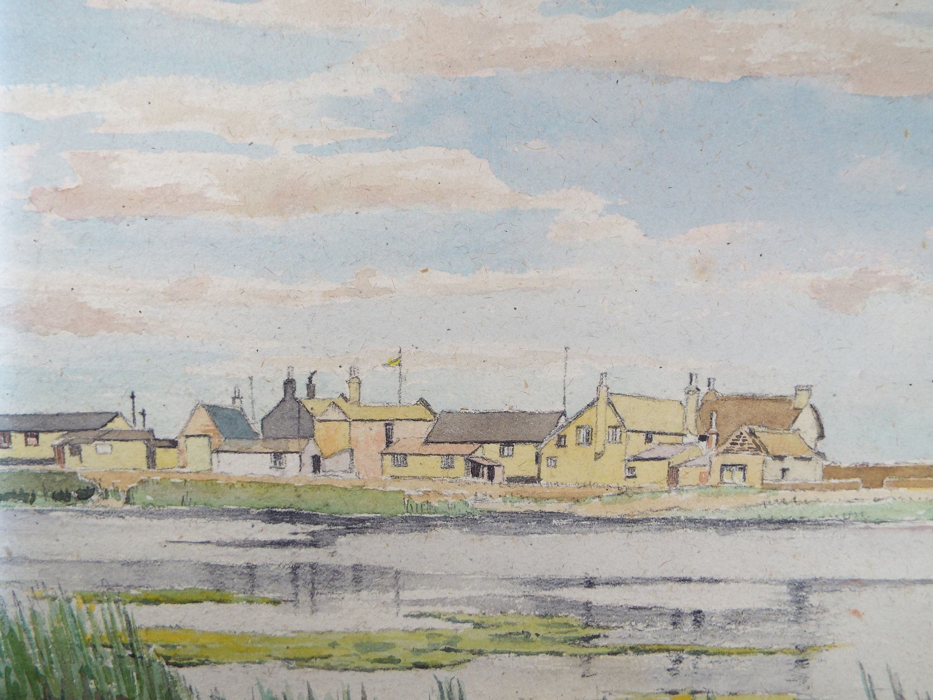 Original Charcoal & Watercolour, 'Lakeside Buildings', Circa 1930's , Frank Harold Read FRPS (1881-1960)