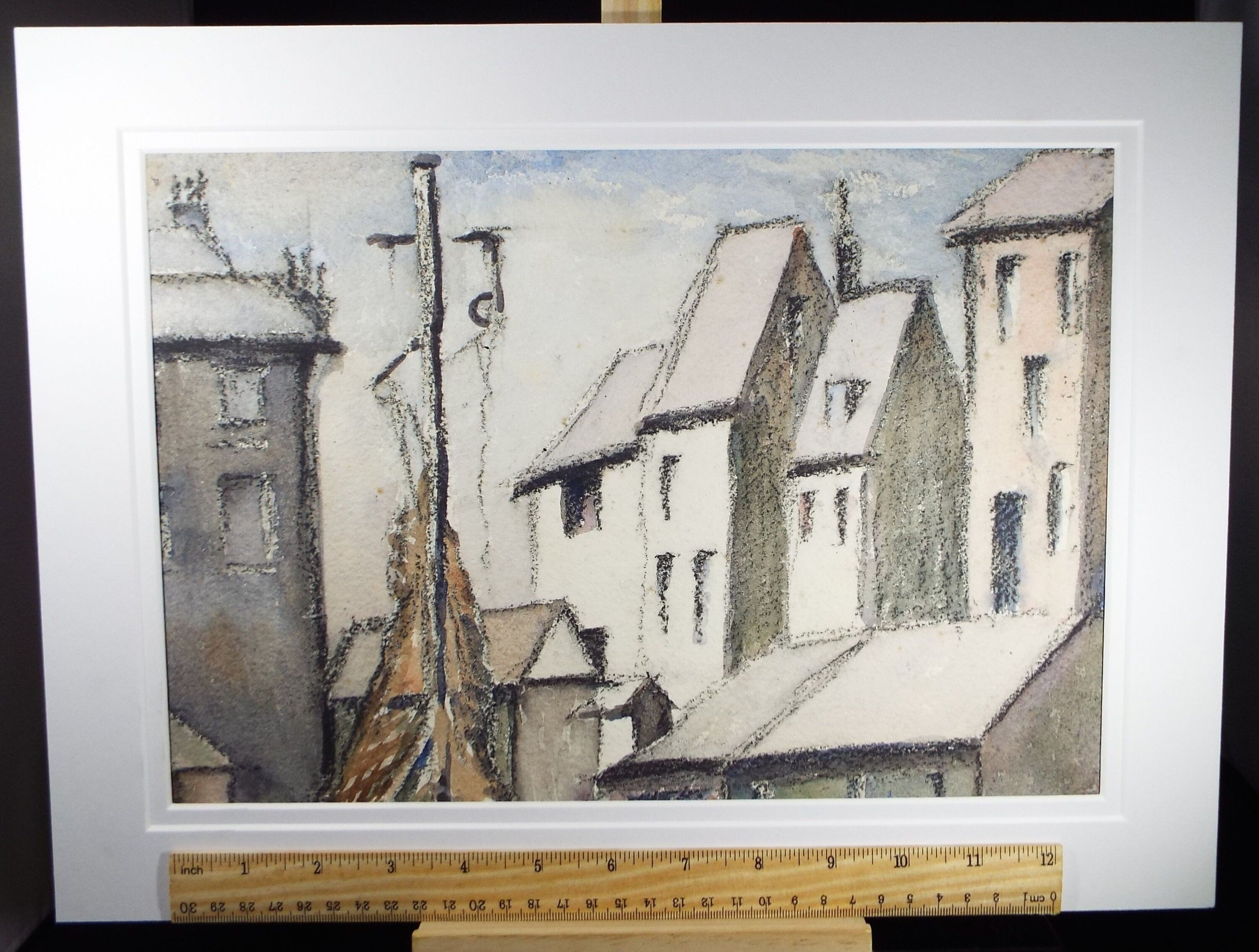 Original Charcoal & Watercolour, 'Street Scene', Circa 1930's , Frank Harold Read FRPS (1881-1960)