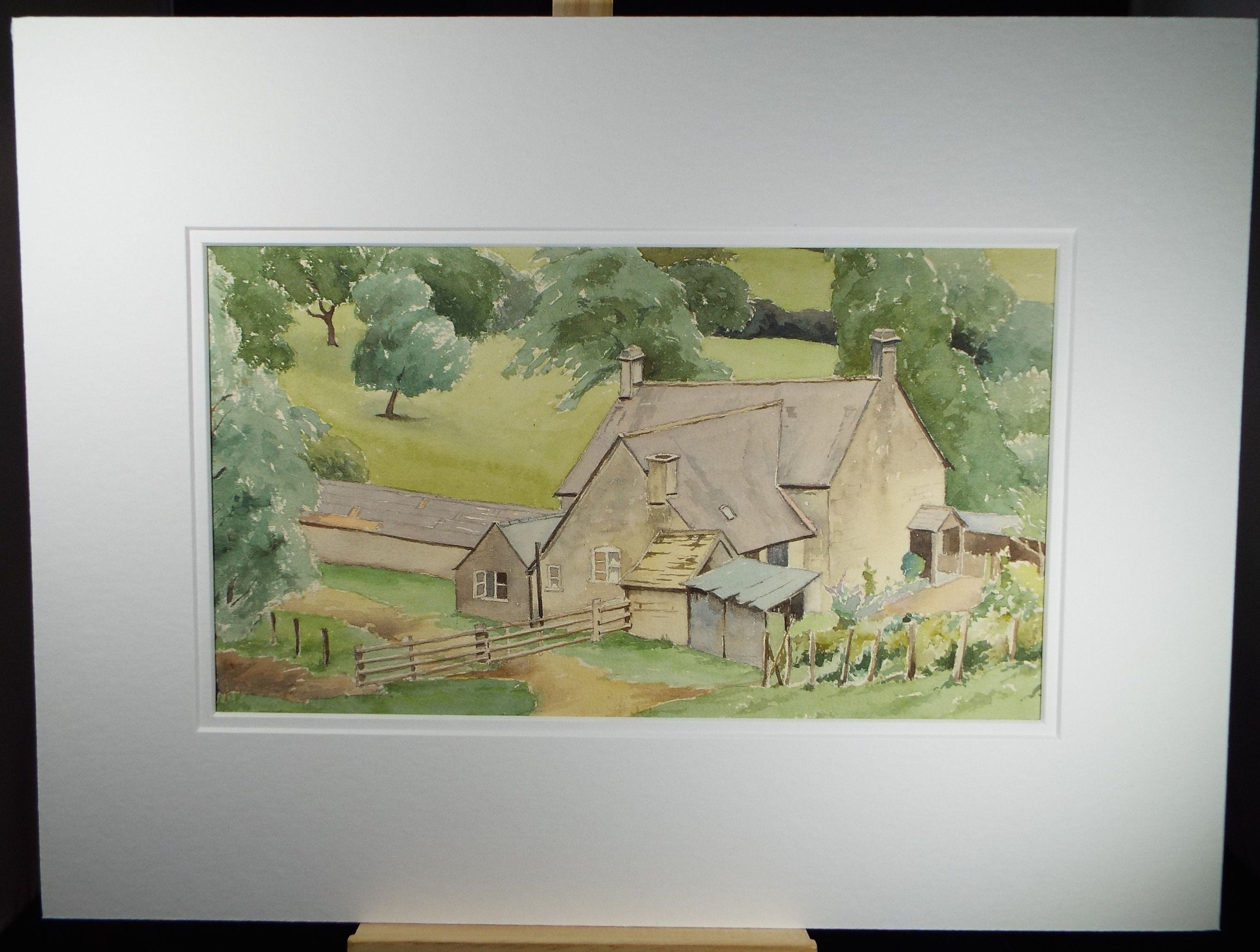 Original Charcoal & Watercolour, 'A Farmhouse', Circa 1930's , Frank Harold Read FRPS (1881-1960)