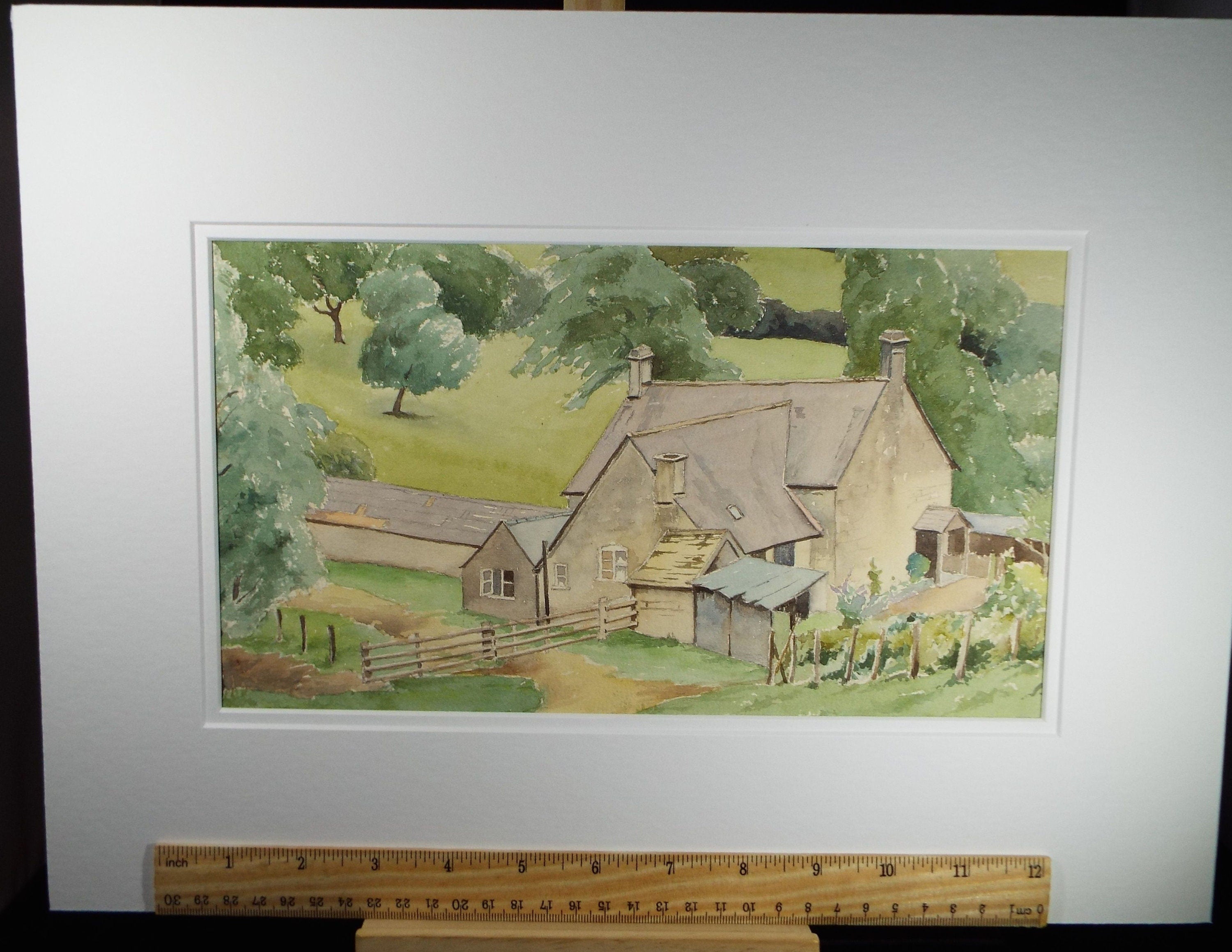 Original Charcoal & Watercolour, 'A Farmhouse', Circa 1930's , Frank Harold Read FRPS (1881-1960)