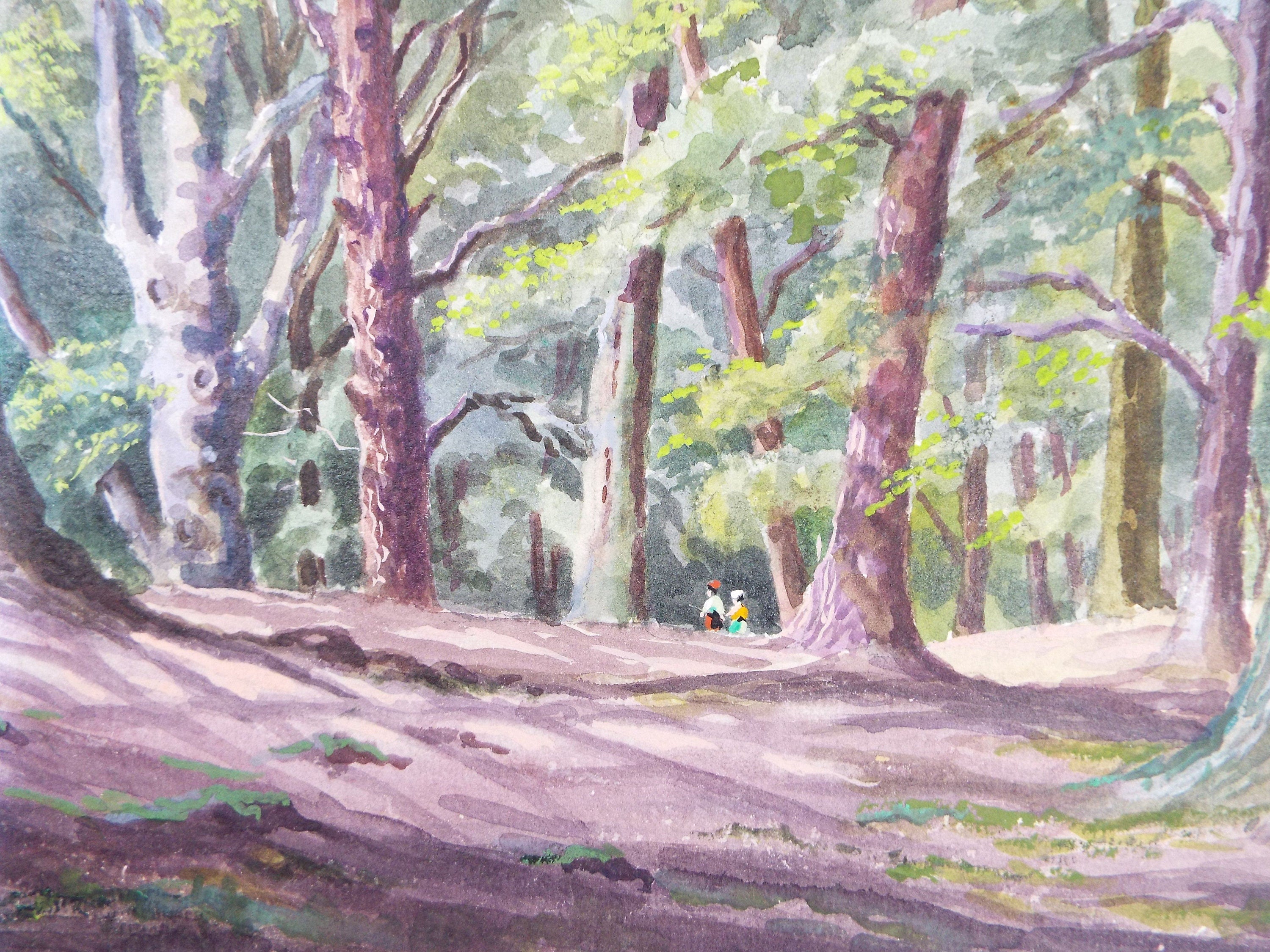 Original Watercolour & Gouache, 'Figures in a Woodland', Circa 1930's, Charles Browne Core (1860-1947)