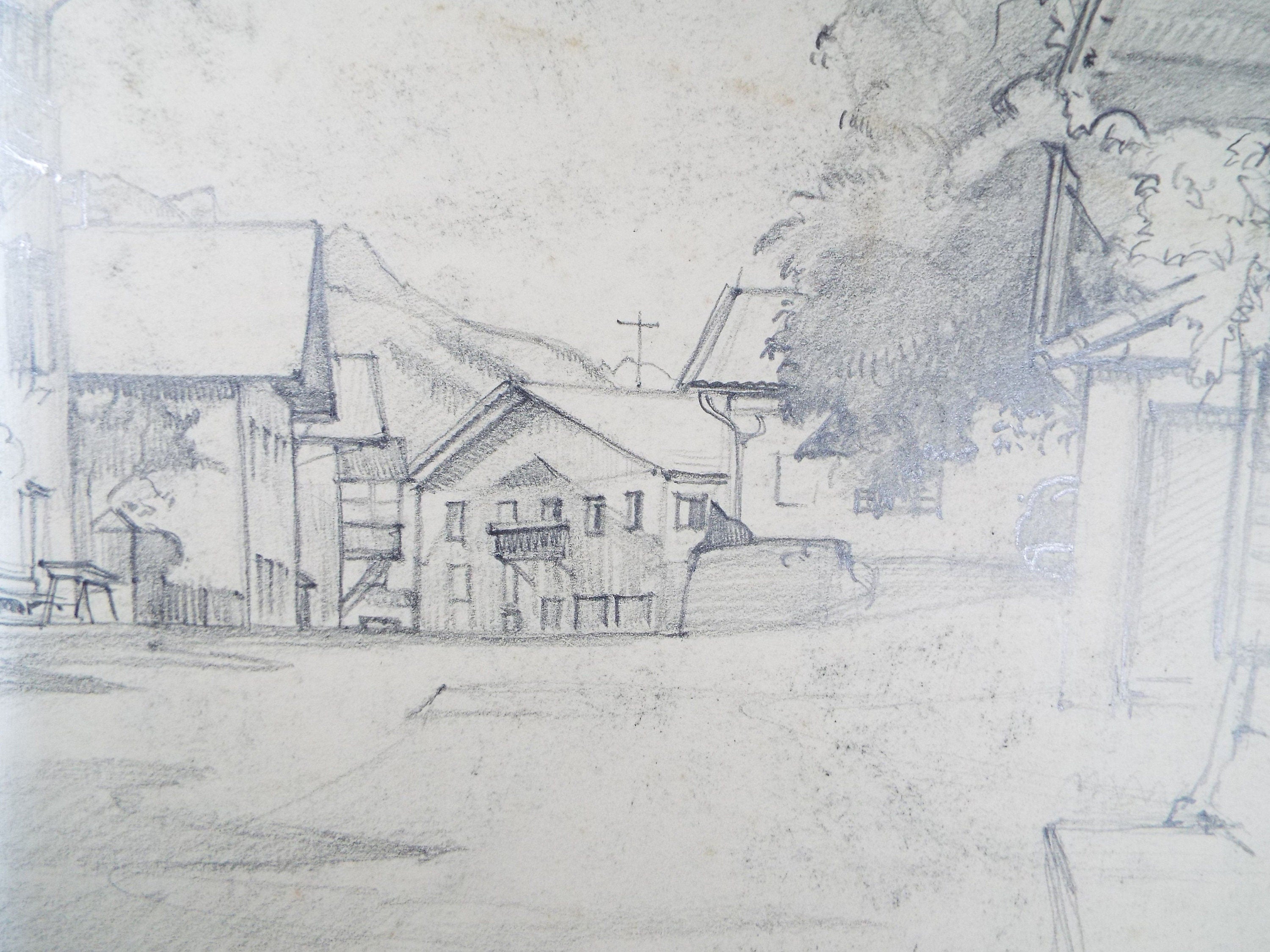 Original Pencil Drawing, 'Austria', Dated 1956, Douglas Pittuck (1911-1993)