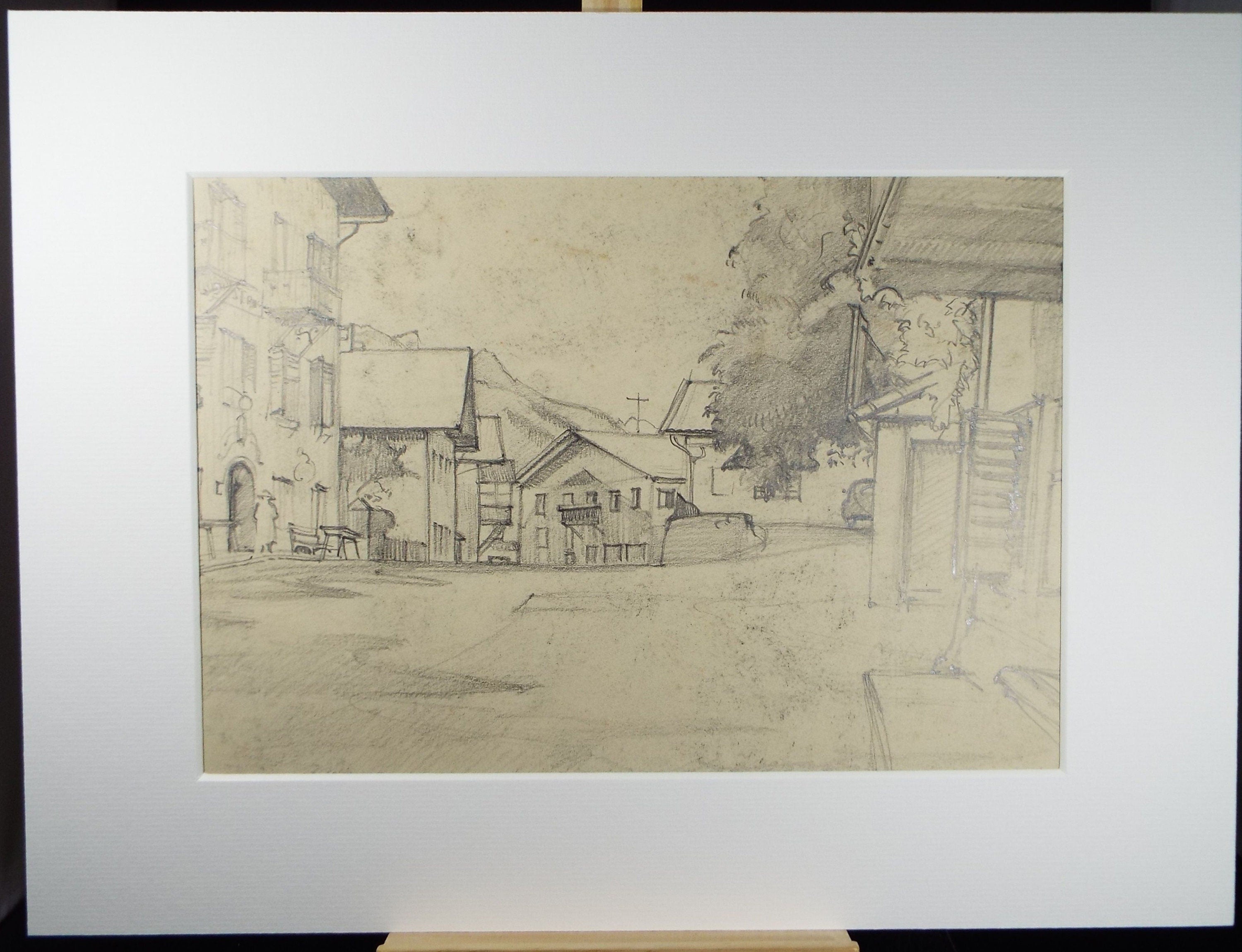 Original Pencil Drawing, 'Austria', Dated 1956, Douglas Pittuck (1911-1993)