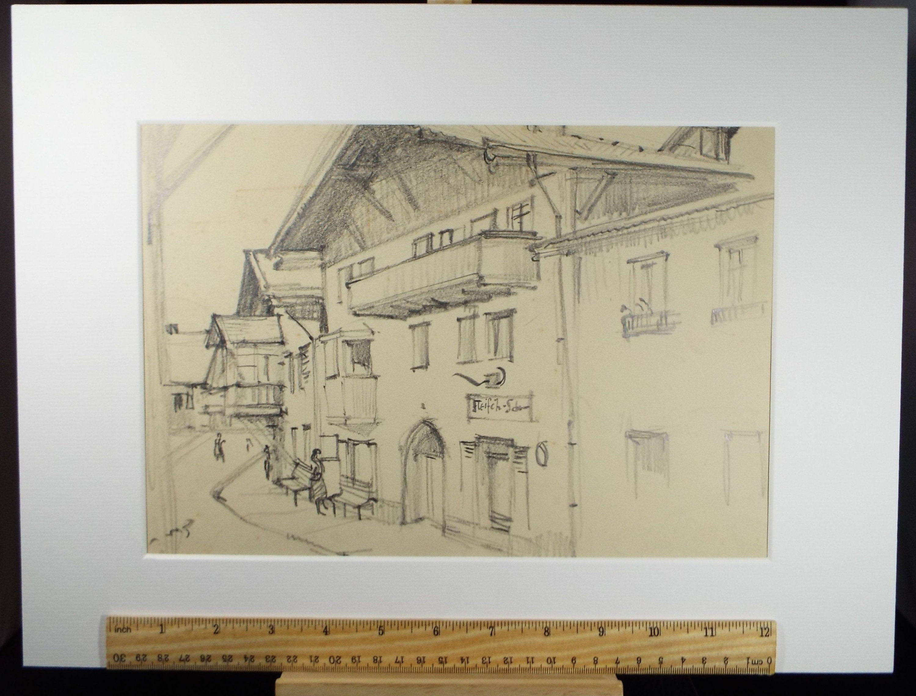 Original Pencil Drawing, 'Austria', Dated 1956, Douglas Pittuck (1911-1993)