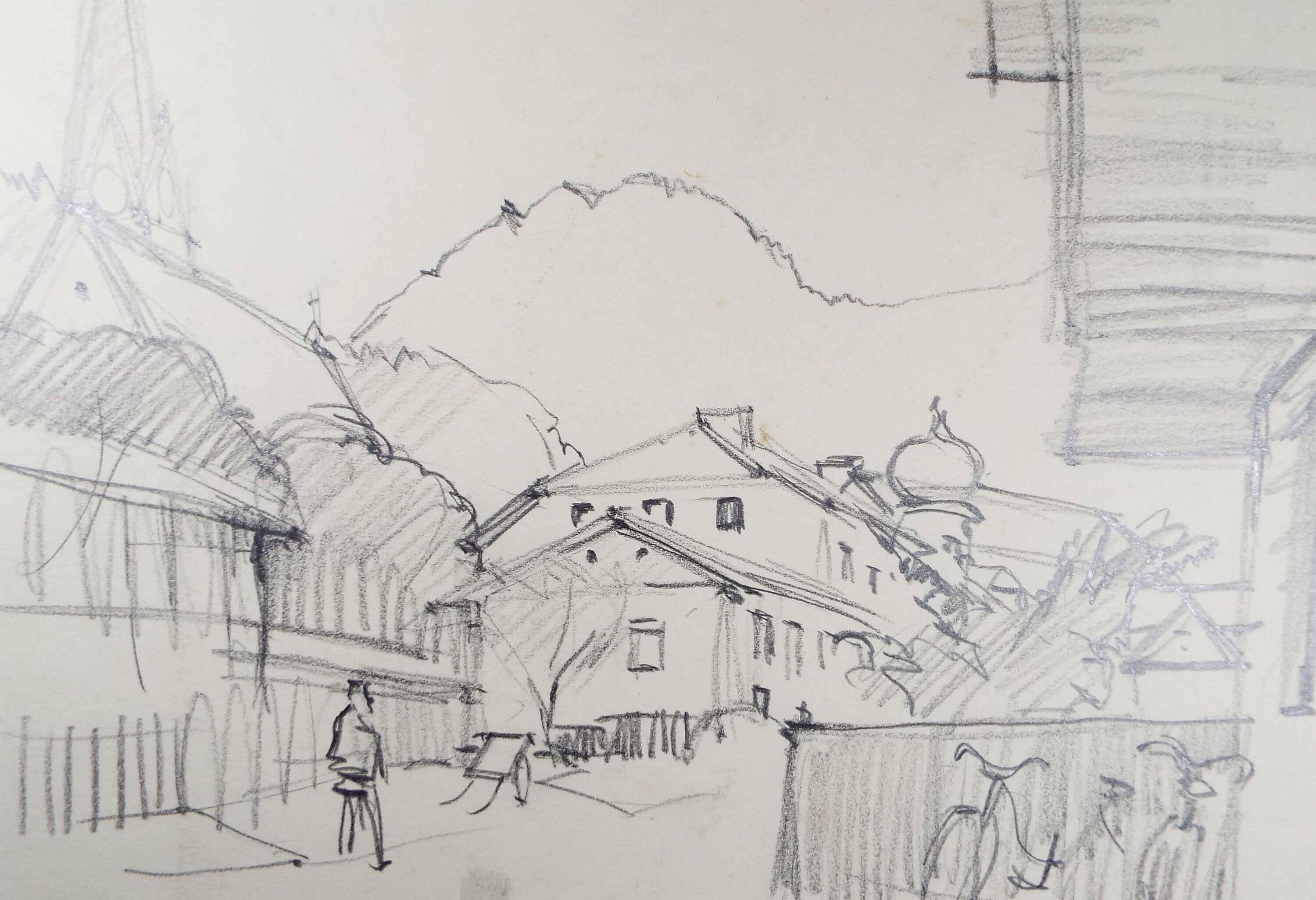 Original Pencil Drawing, 'Austria', Dated 1957, Douglas Pittuck (1911-1993)