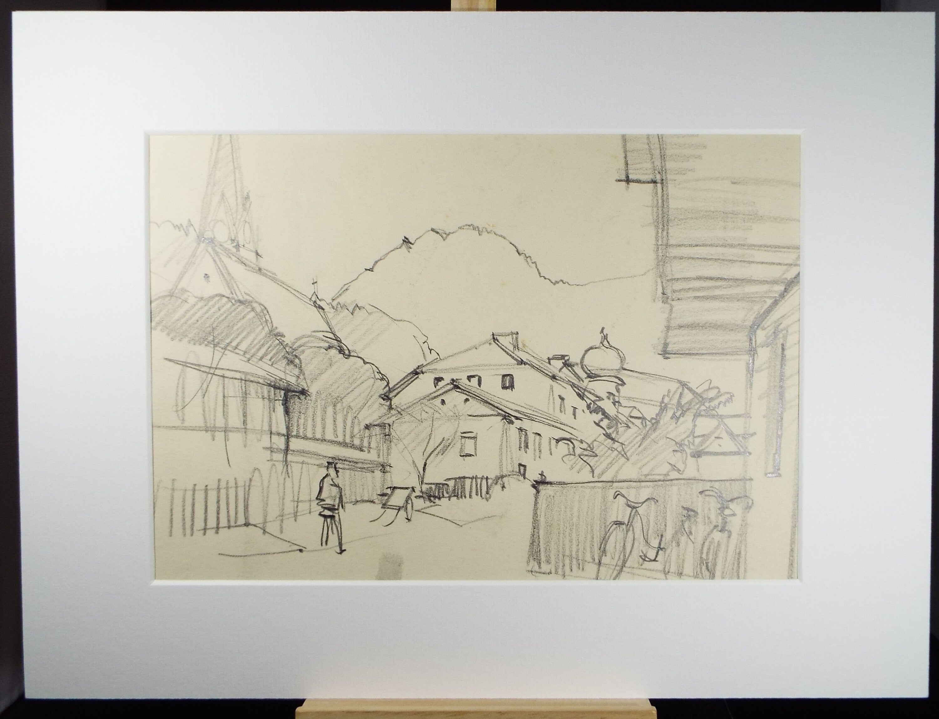 Original Pencil Drawing, 'Austria', Dated 1957, Douglas Pittuck (1911-1993)