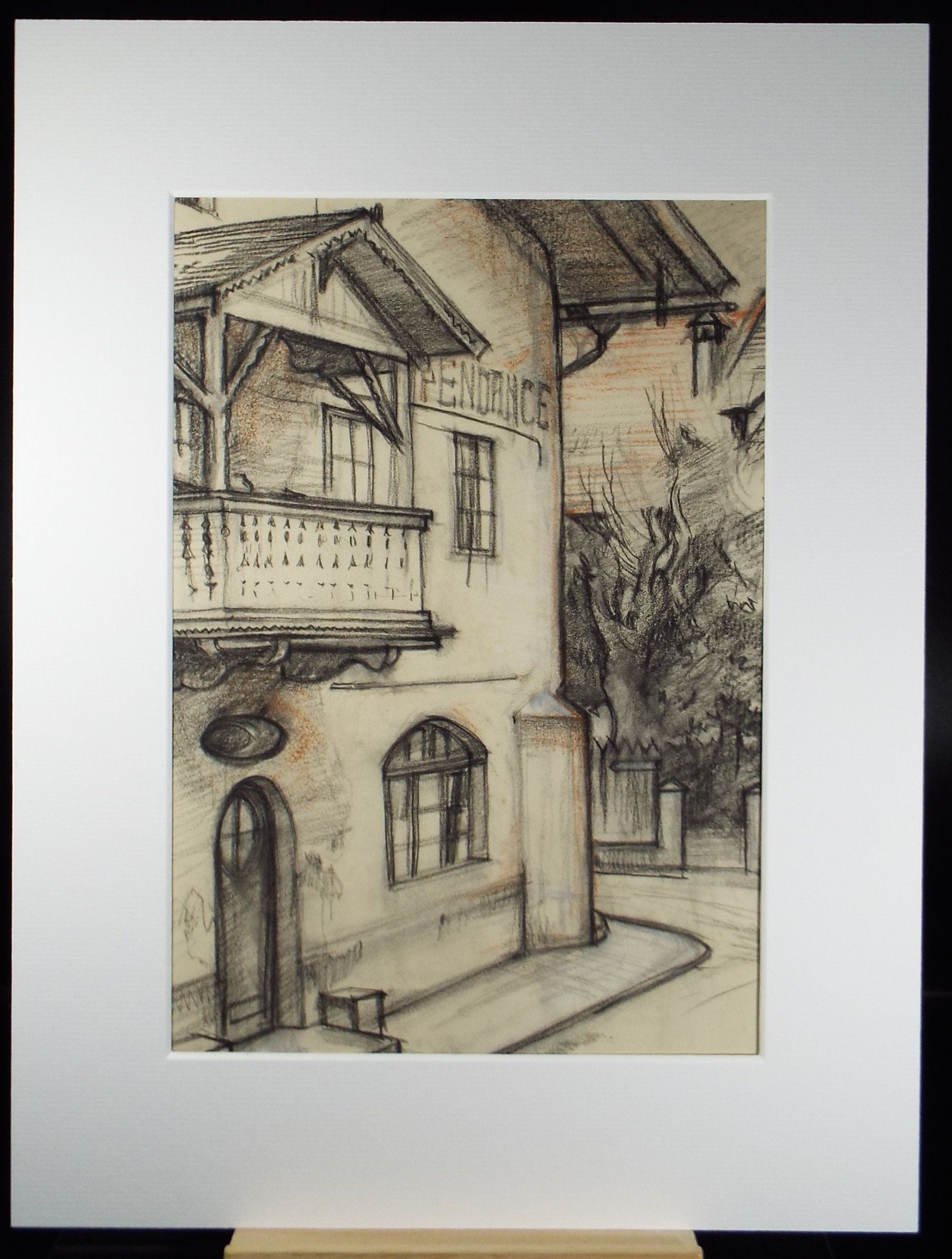 Original Pencil Drawing, 'Austria', Dated 1956, Douglas Pittuck (1911-1993)